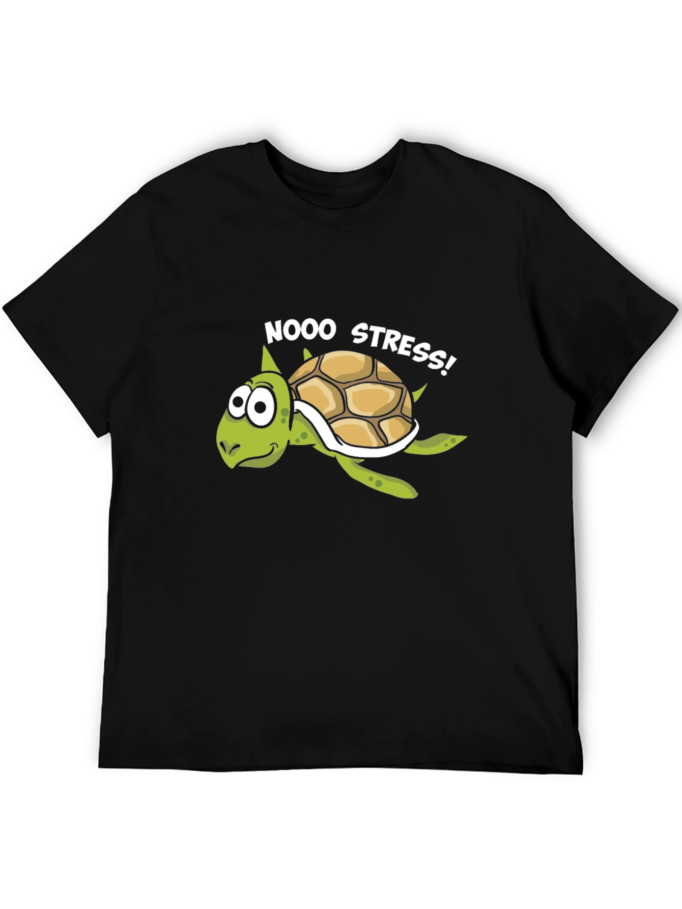 No Stress Turtle T-Shirt - Relaxed Cartoon Graphic Tee