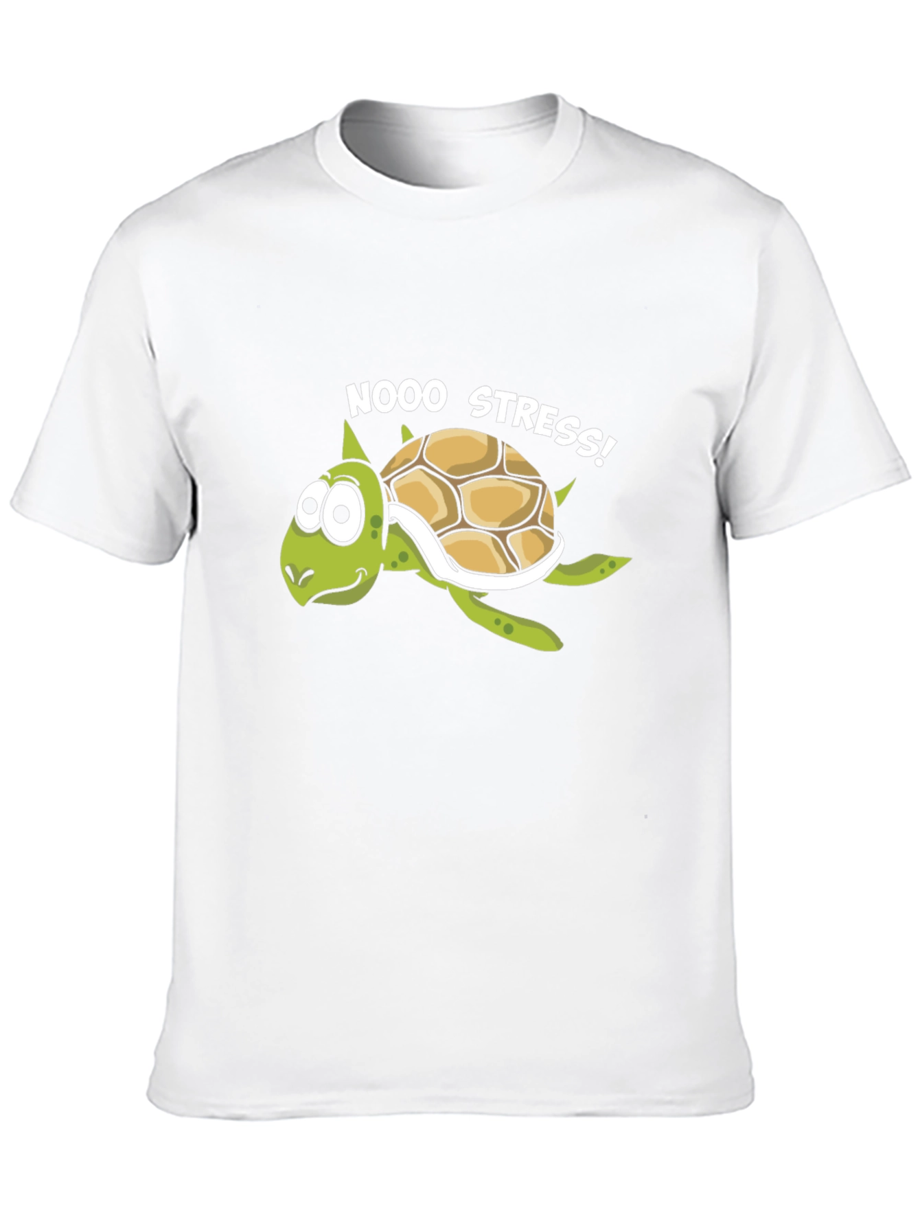 No Stress Turtle T-Shirt - Relaxed Cartoon Graphic Tee