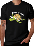 No Stress Turtle T-Shirt - Relaxed Cartoon Graphic Tee