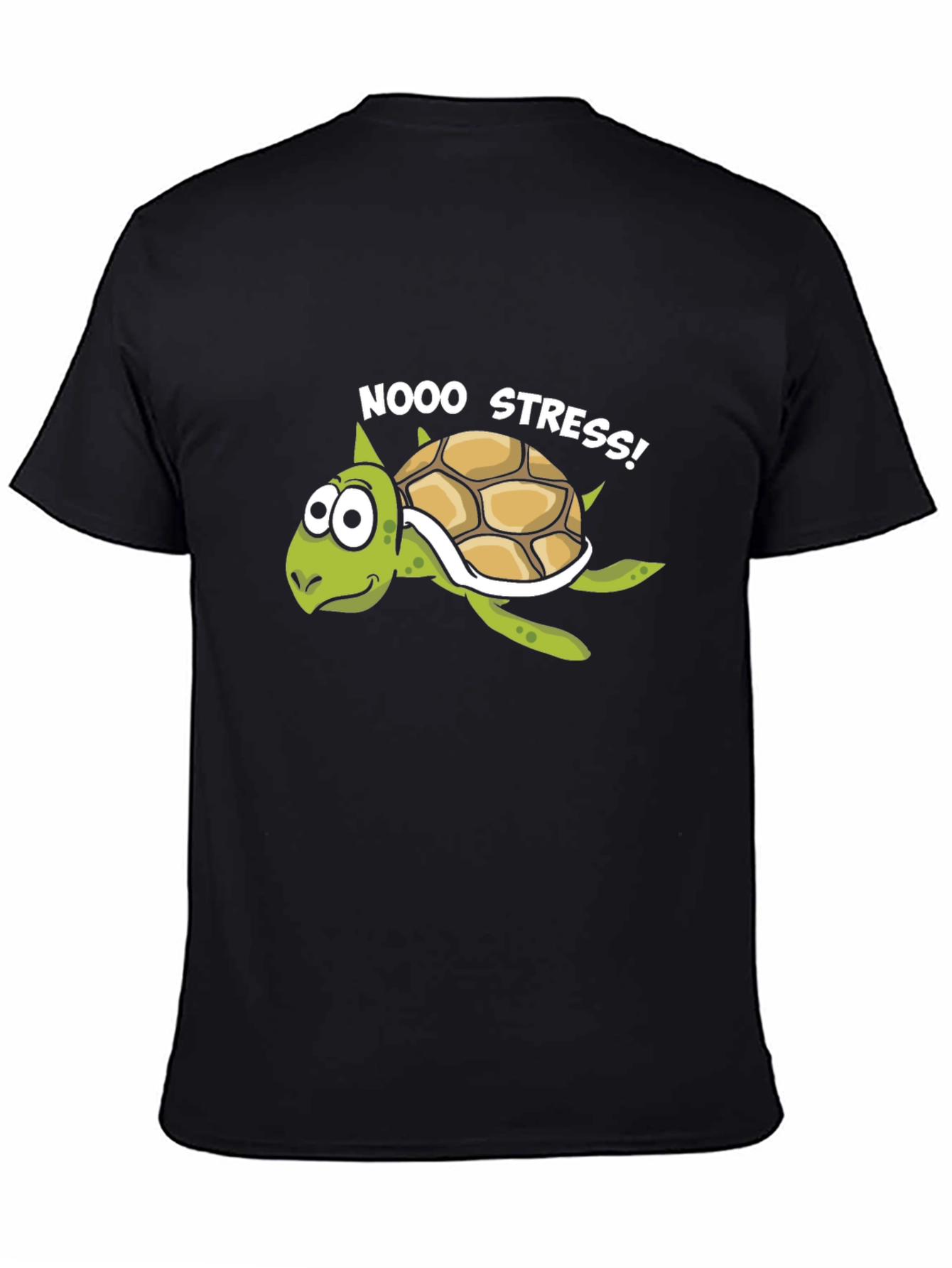 No Stress Turtle T-Shirt - Relaxed Cartoon Graphic Tee