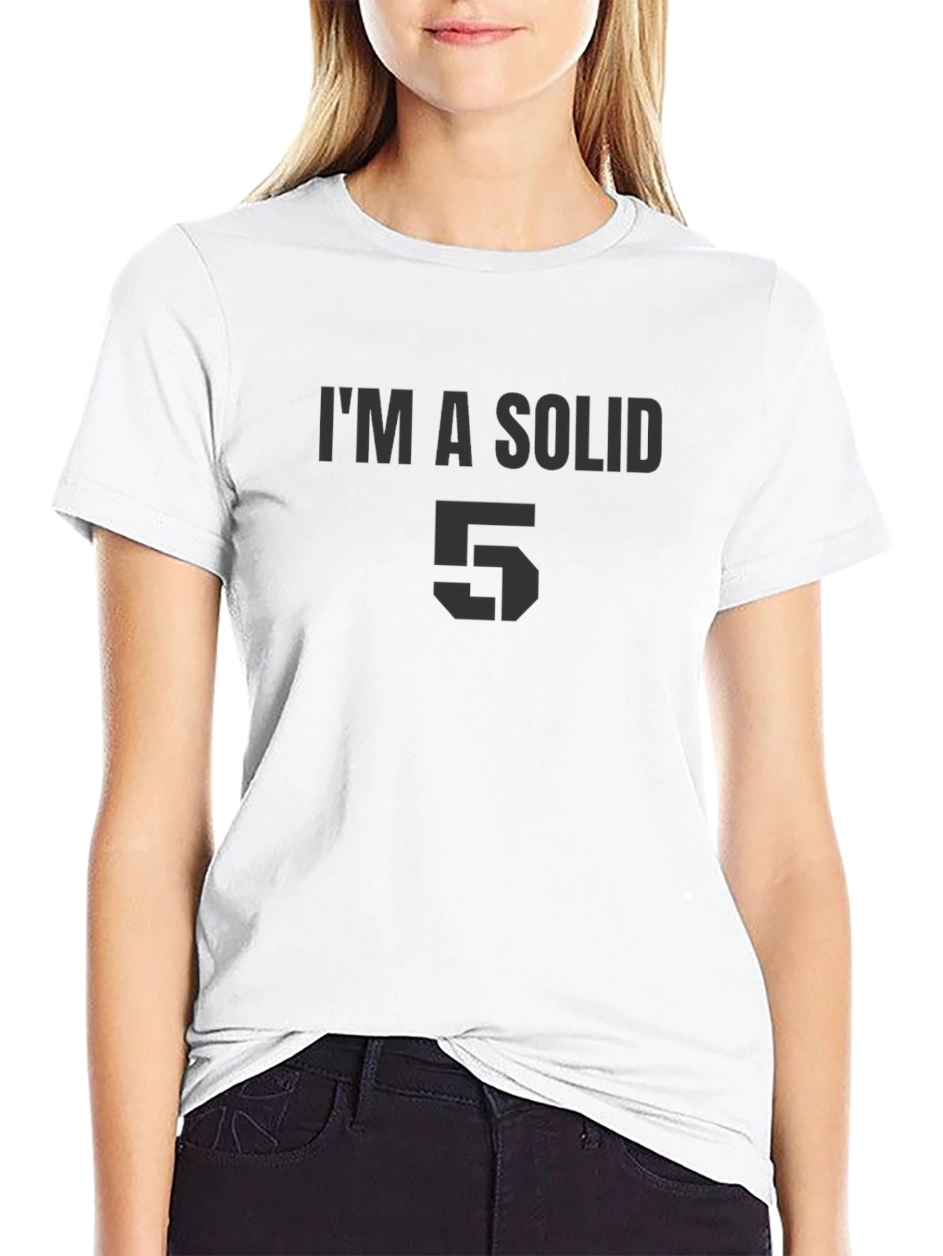 Solid 5 Graphic Tee - Black Cotton Comfort