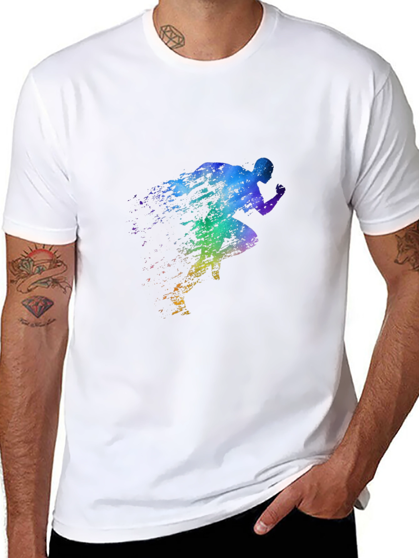 Mens Black Running Silhouette Graphic Tee