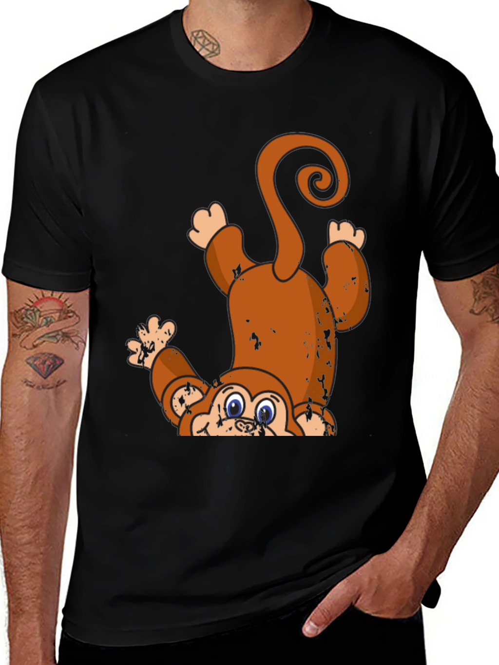 Upside Down Monkey Graphic Tee