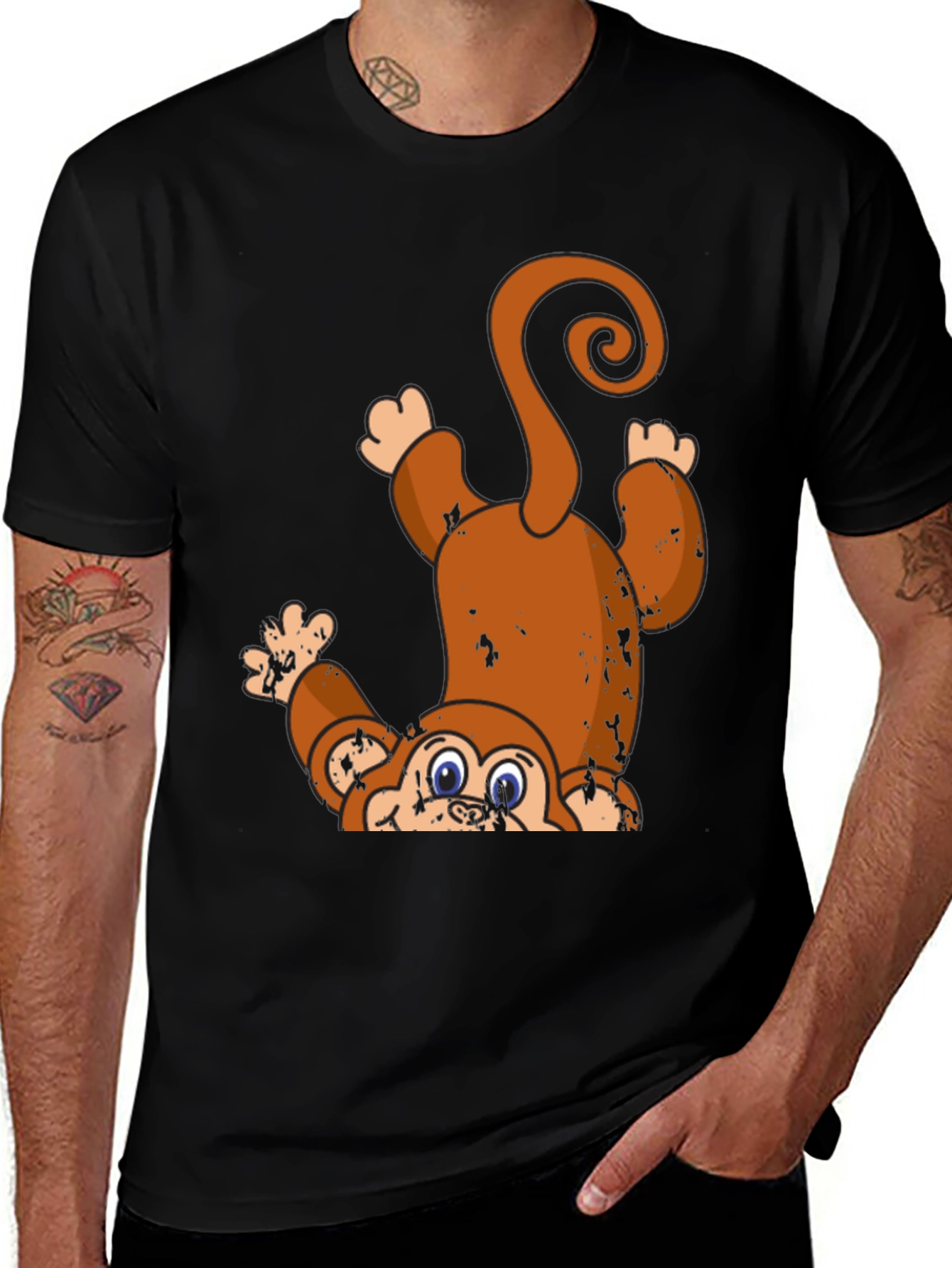Upside Down Monkey Graphic Tee