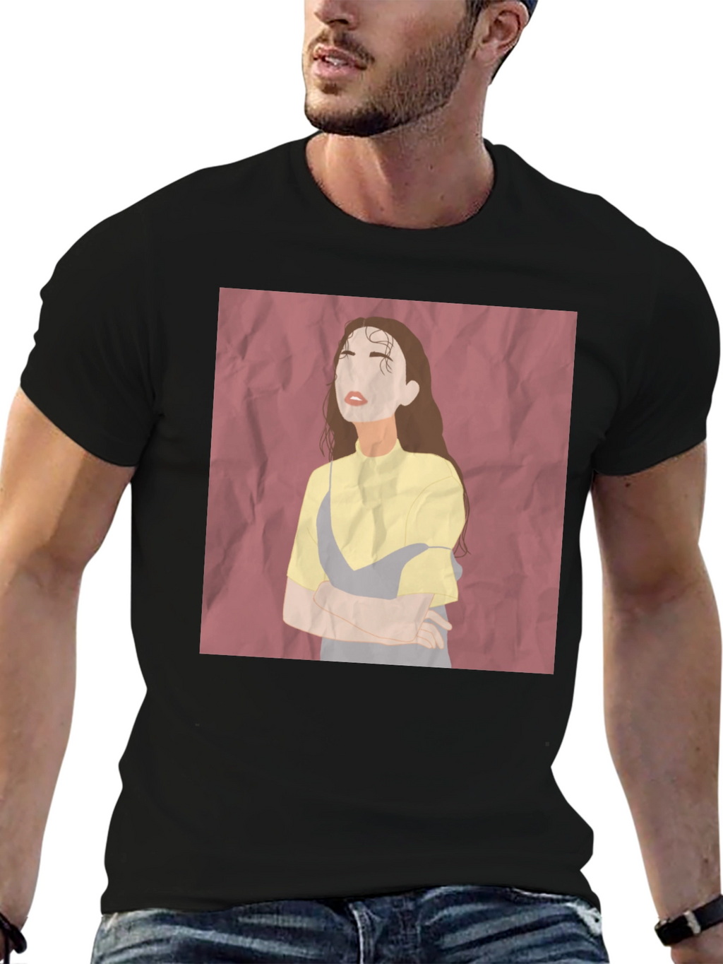 Abstract Woman Graphic Tee - Unisex Black T-Shirt