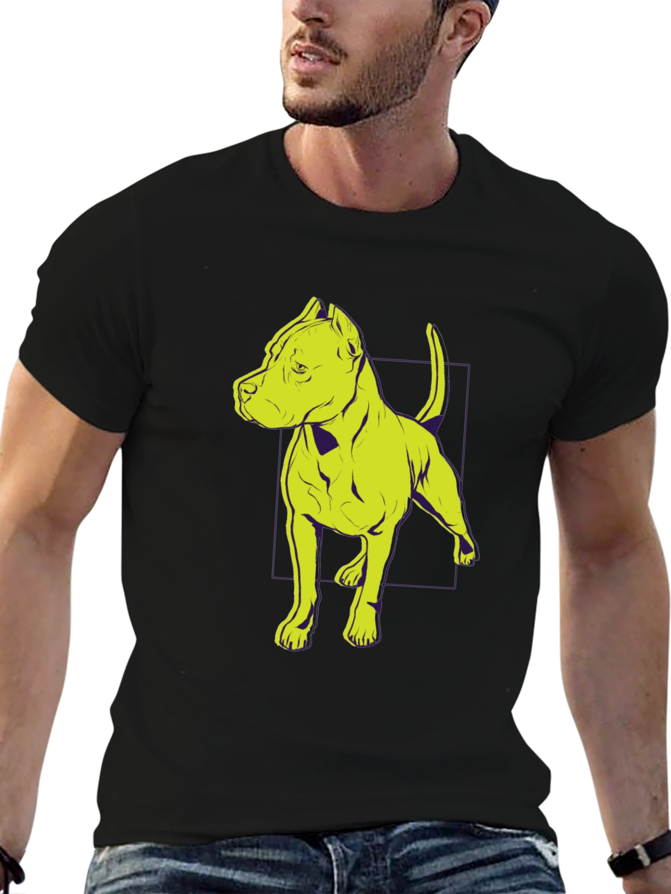 Cool Dog Graphic T-Shirt - Black Crew Neck Tee