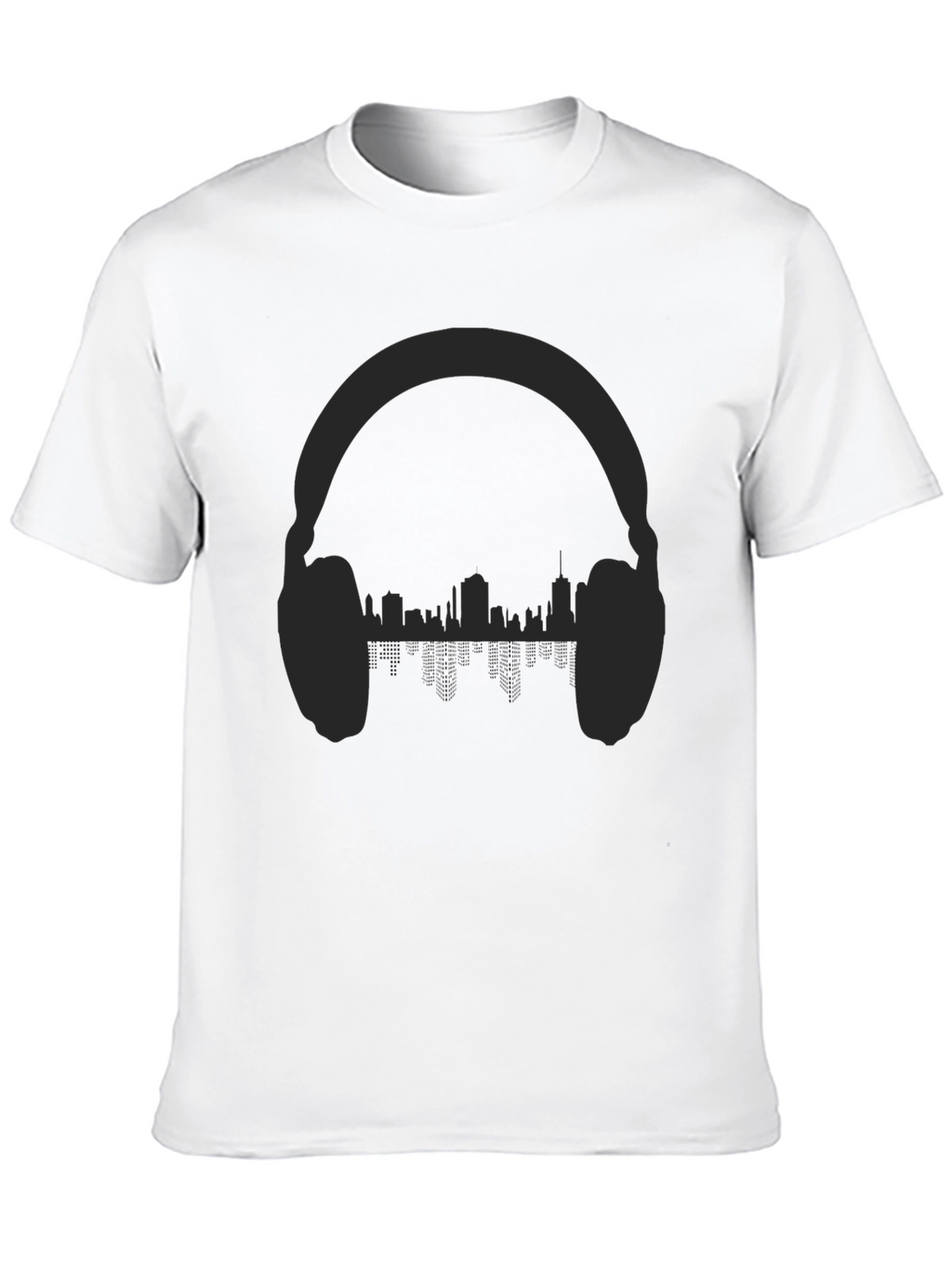 Urban Beats Tee - Headphones & Cityscape Design
