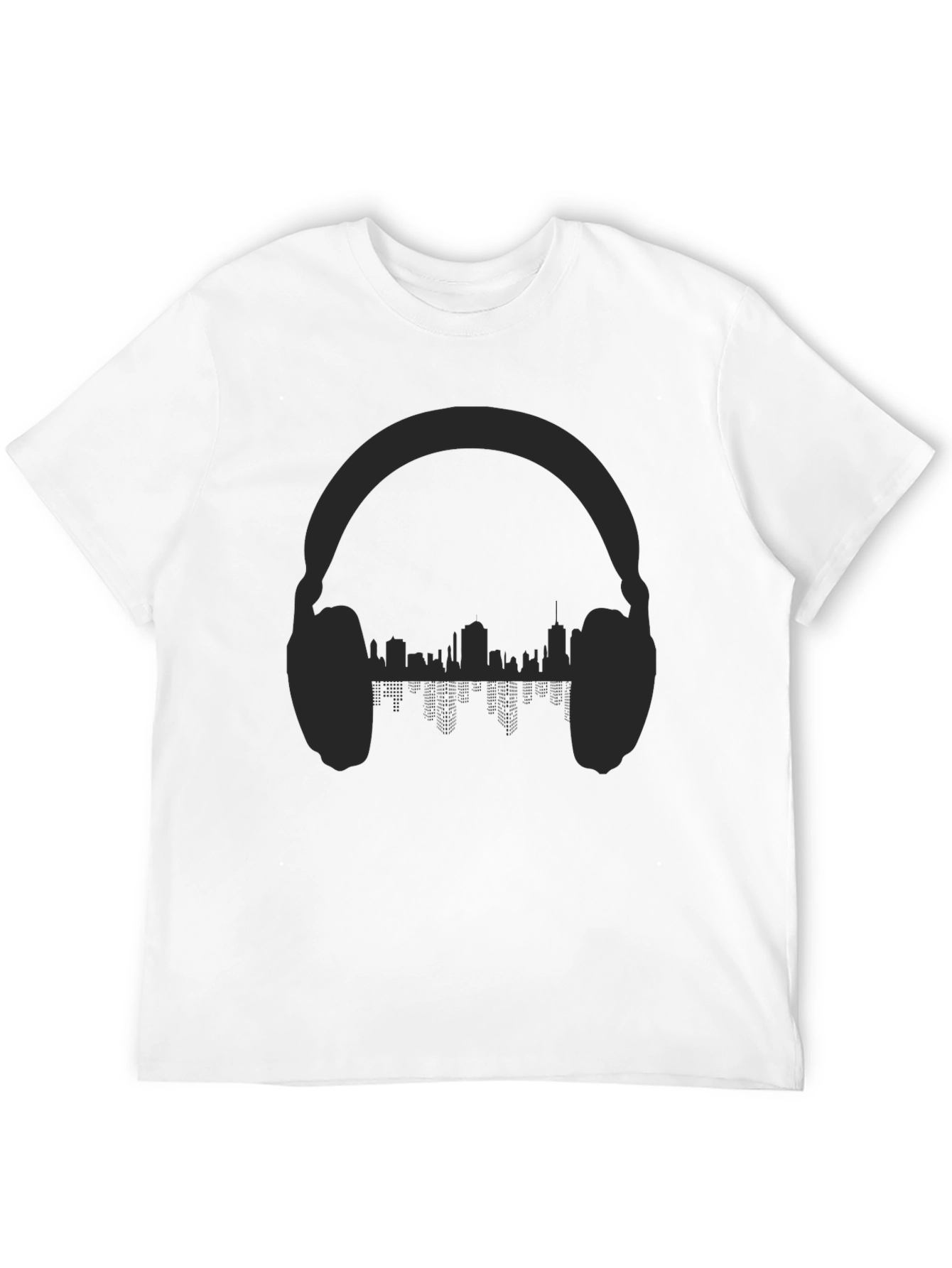 Urban Beats Tee - Headphones & Cityscape Design