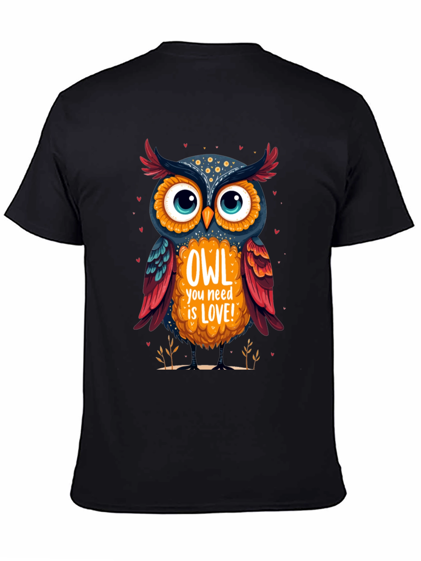 Owl You Need is Love Graphic Tee - Black Cotton T-Shirt