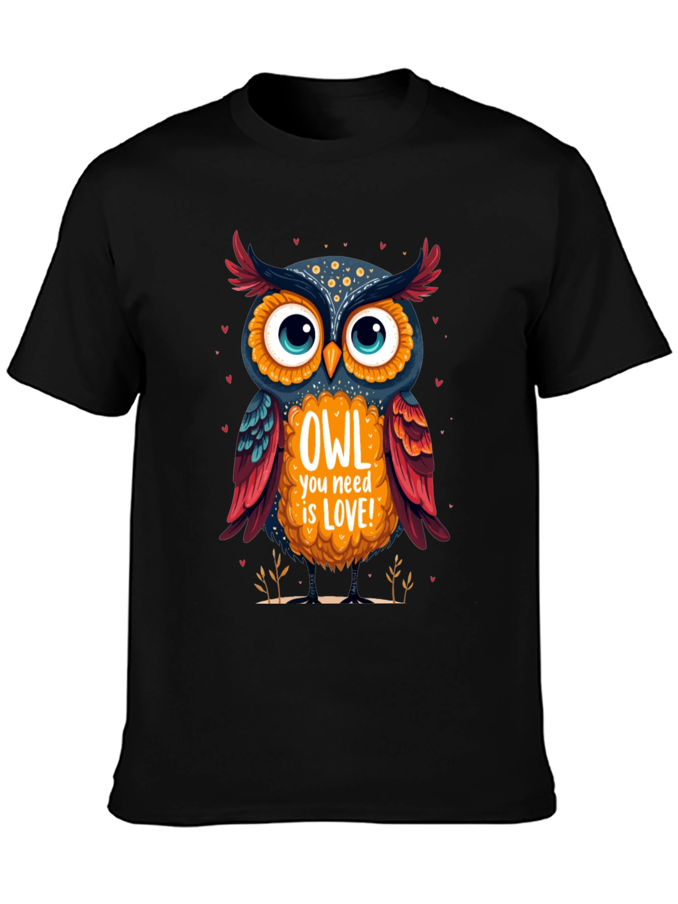 Owl You Need is Love Graphic Tee - Black Cotton T-Shirt