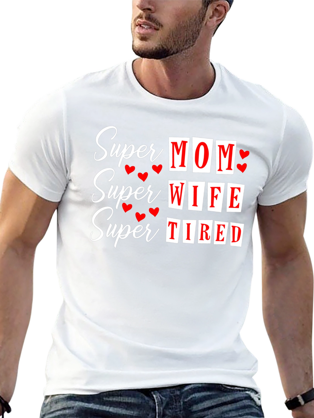 Super Mom Wife Tired Graphic T-Shirt - Black