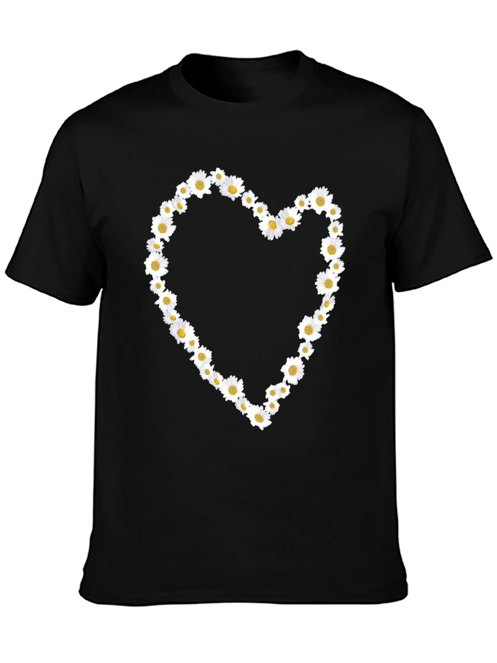 Daisy Heart Black Tee