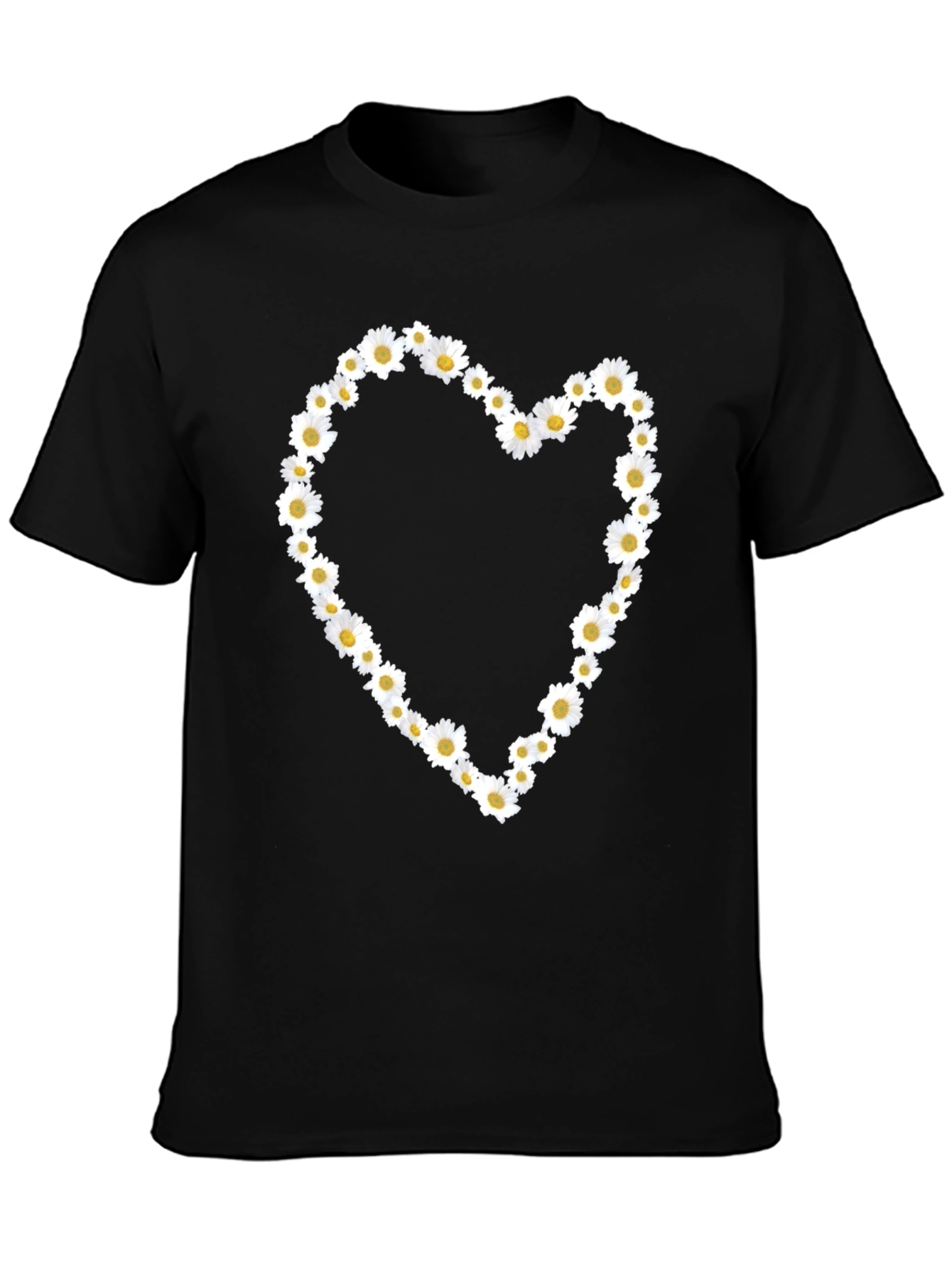 Daisy Heart Black Tee