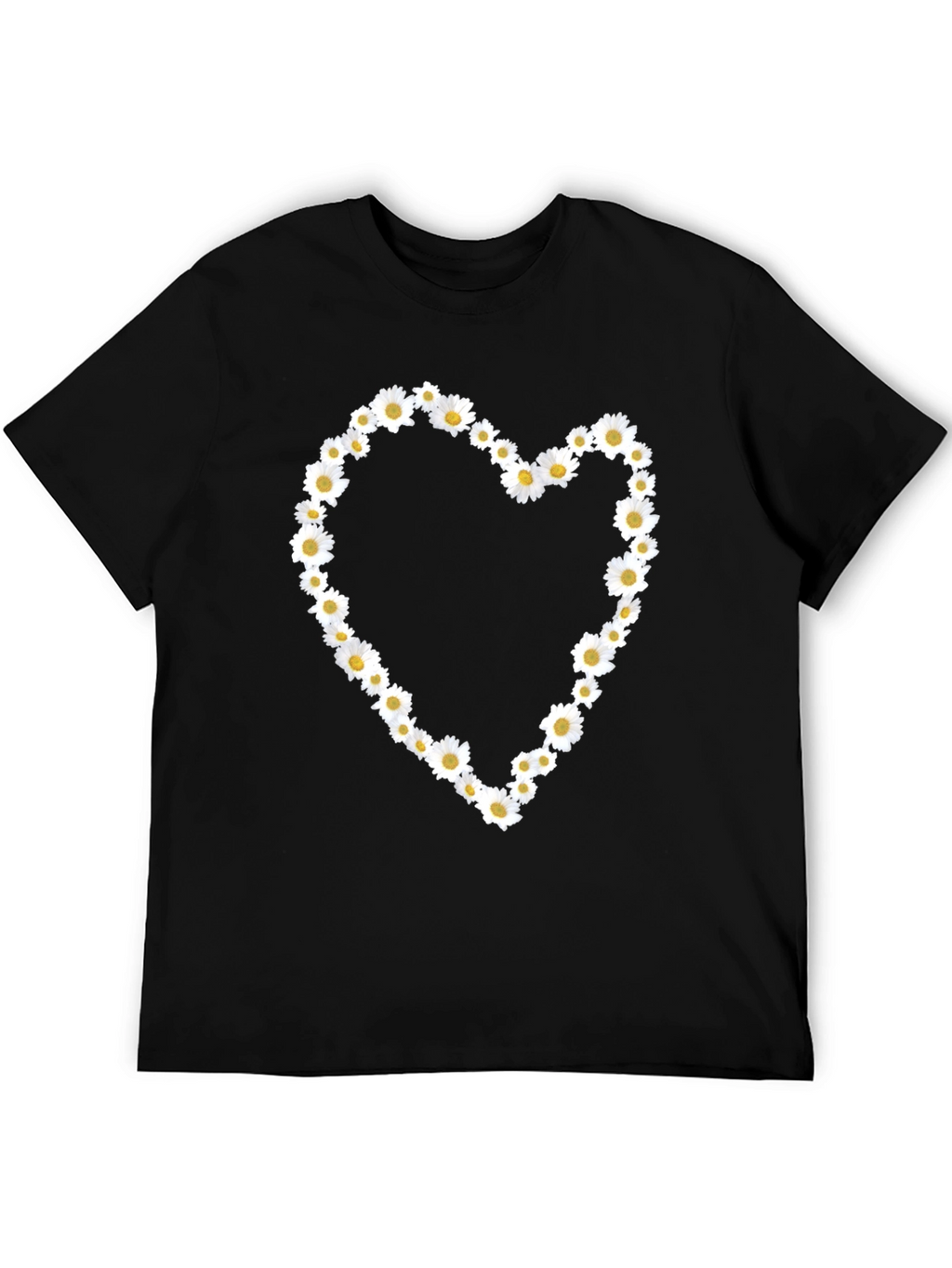 Daisy Heart Black Tee