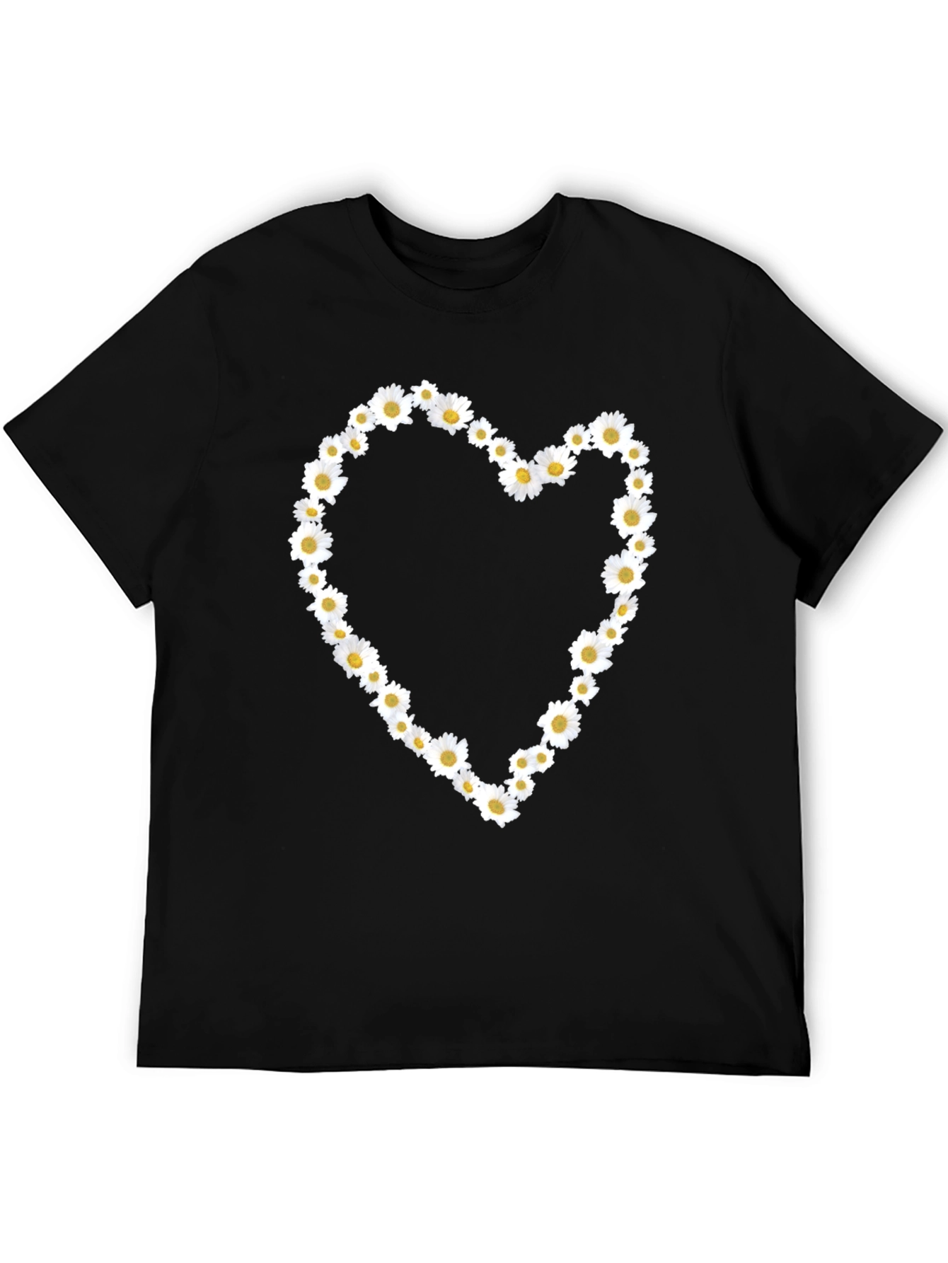 Daisy Heart Black Tee