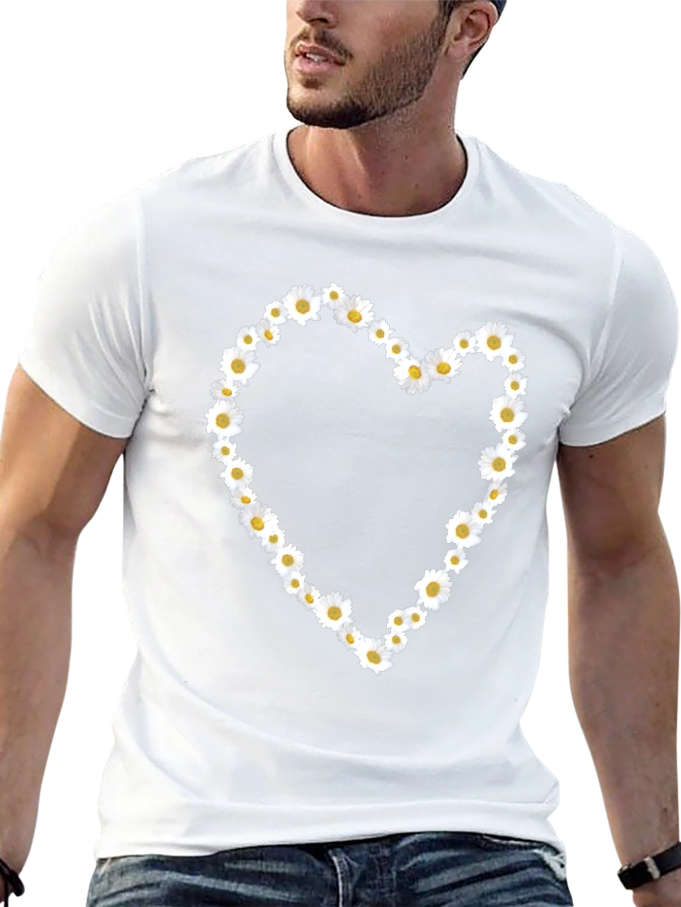 Daisy Heart Black Tee