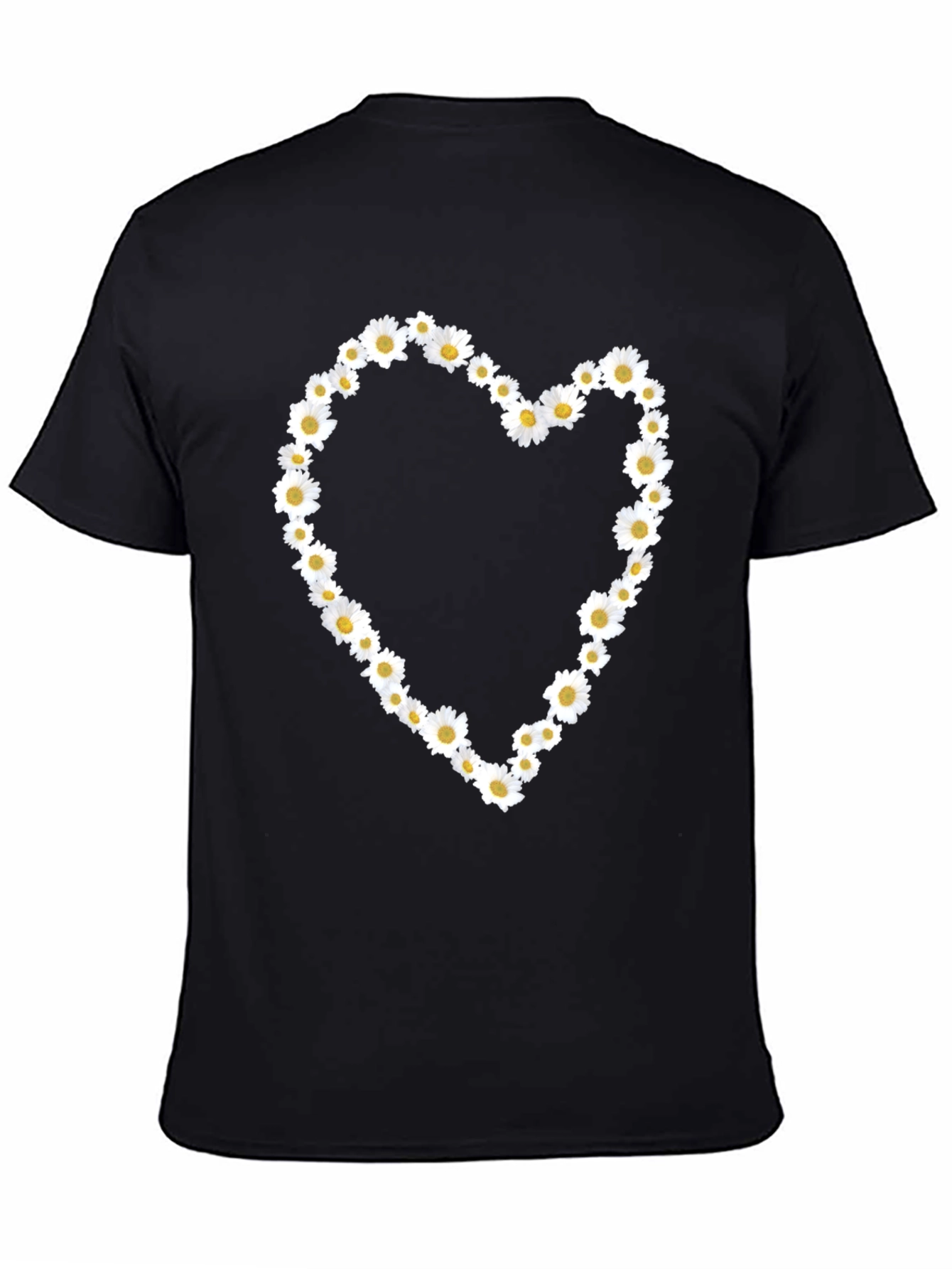 Daisy Heart Black Tee