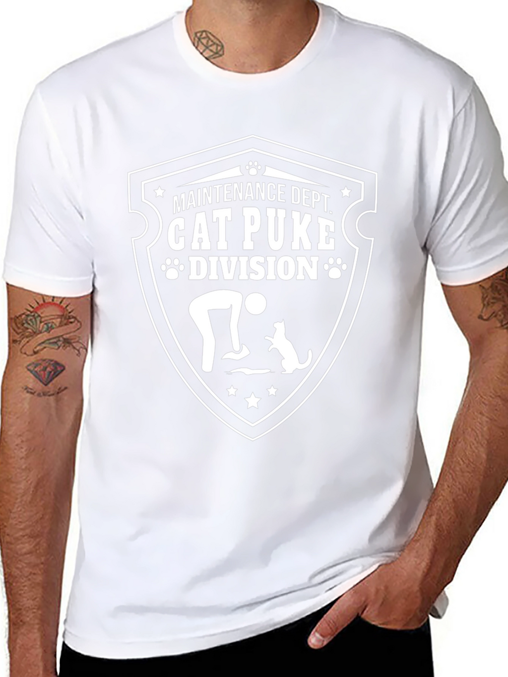 Cat Puke Division T-Shirt - Maintenance Dept Funny Tee
