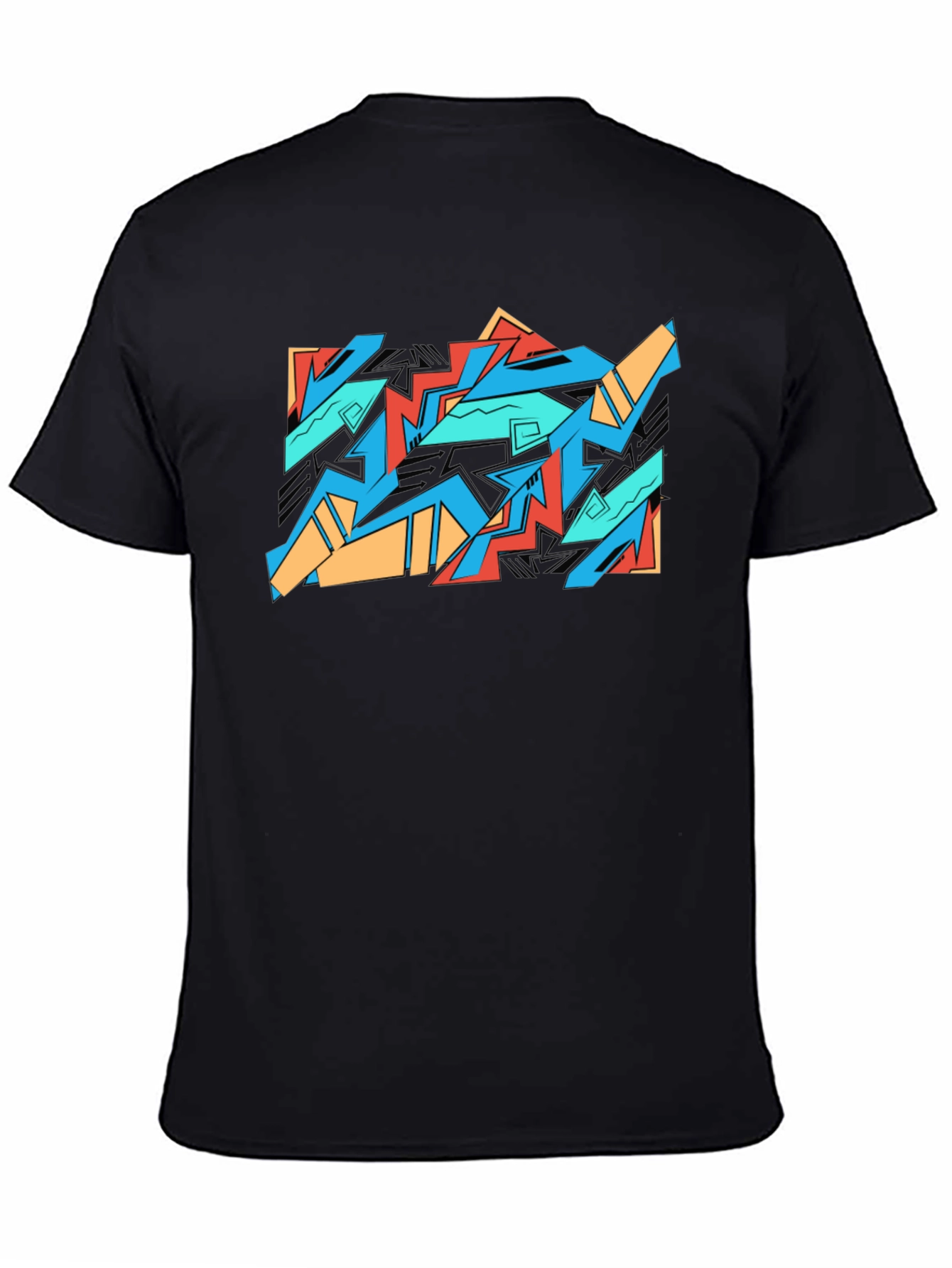 Abstract Graffiti Graphic Tee - Black Cotton Casual Shirt