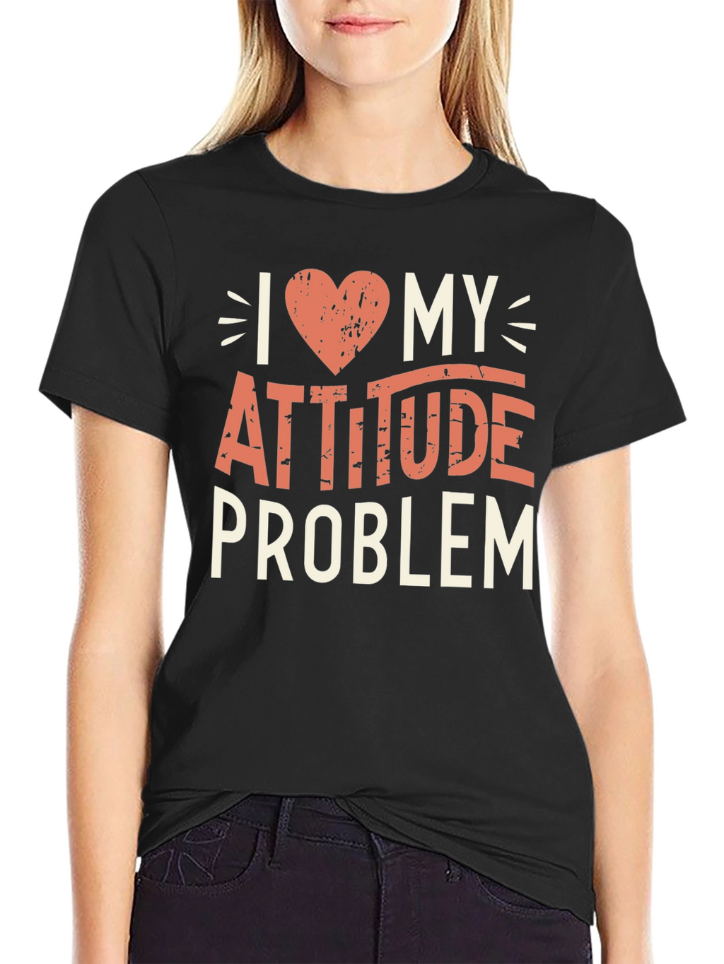 I Heart My Attitude Problem Black Graphic Tee