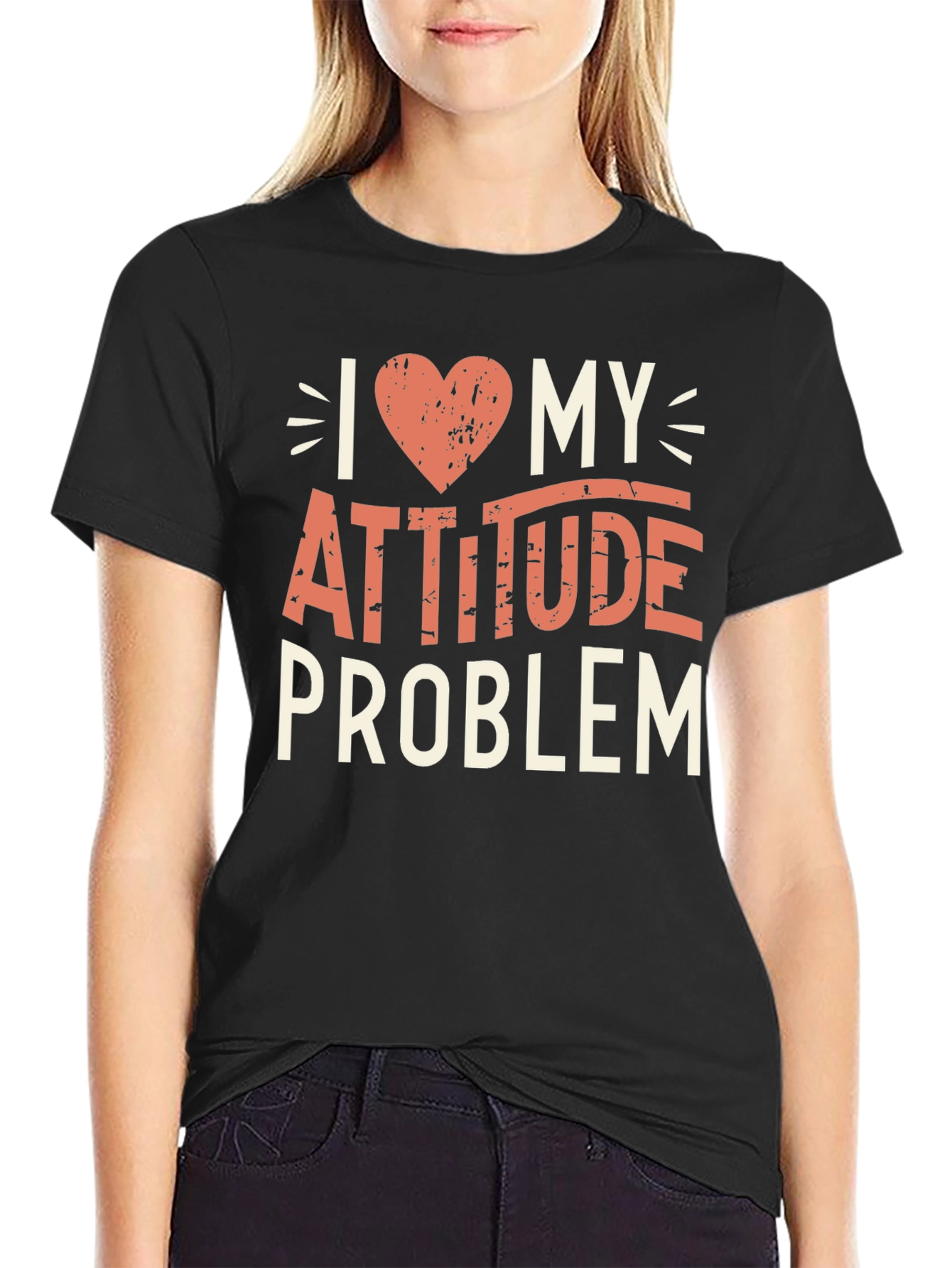 I Heart My Attitude Problem Black Graphic Tee