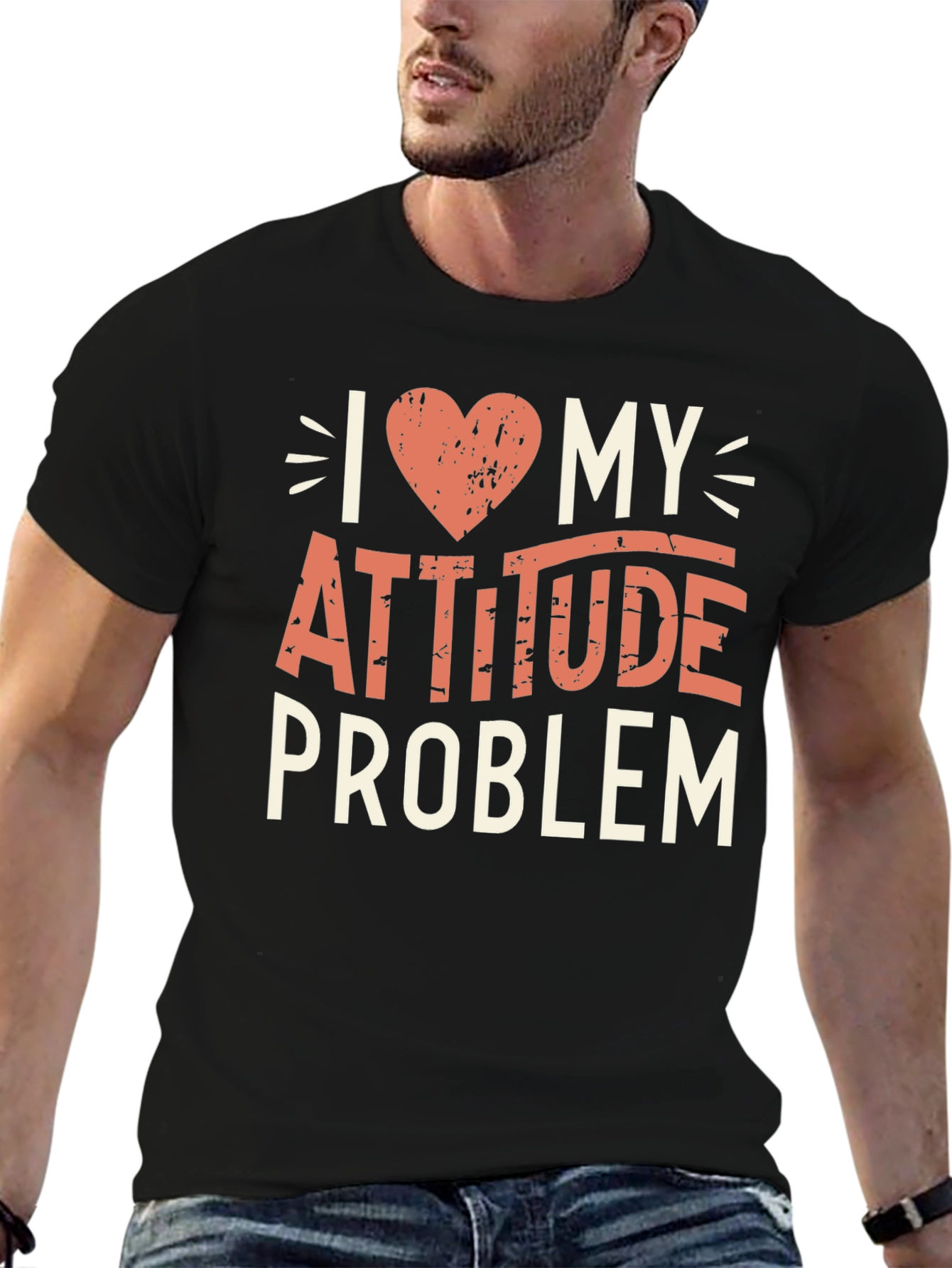 I Heart My Attitude Problem Black Graphic Tee