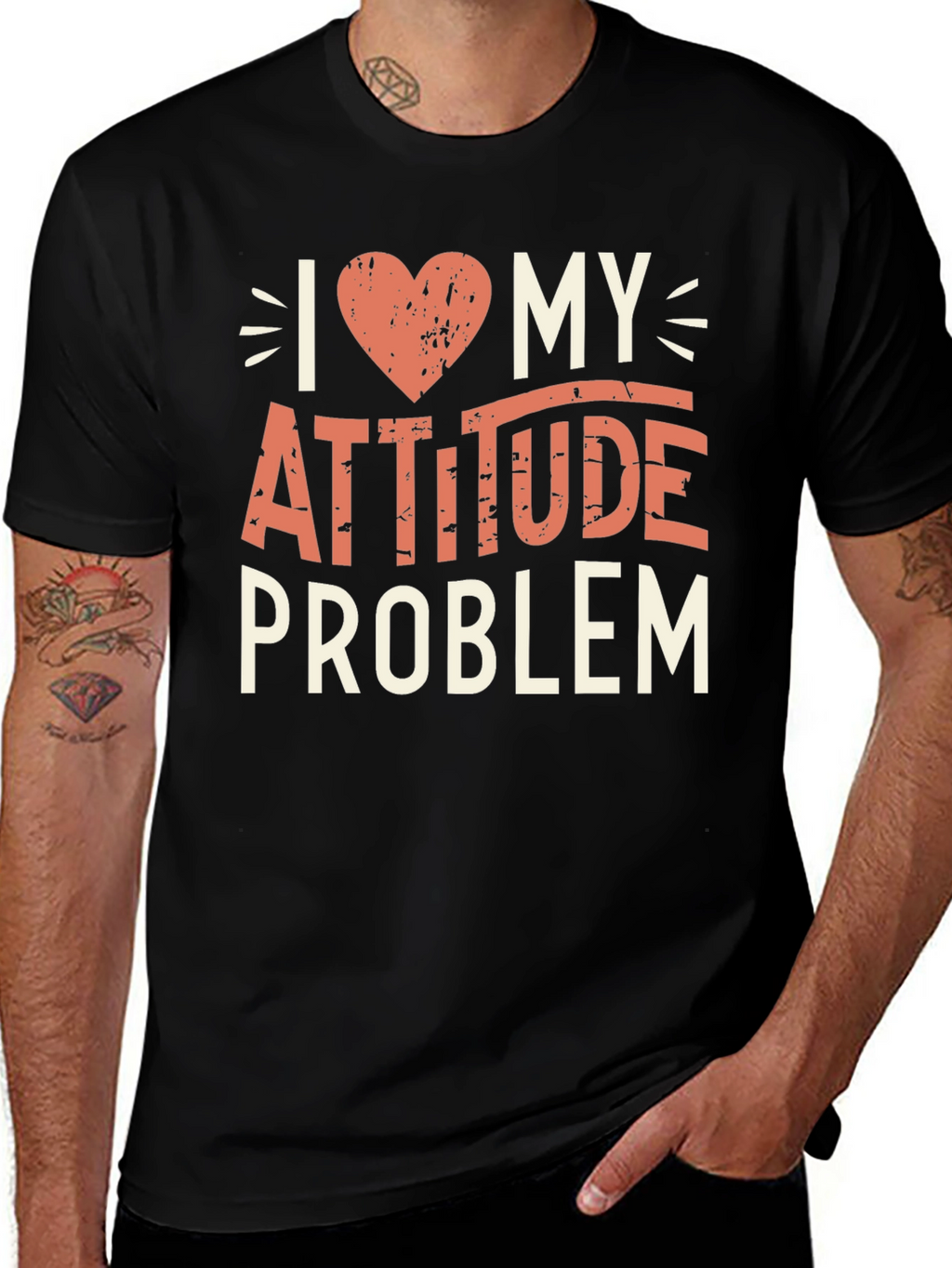 I Heart My Attitude Problem Black Graphic Tee