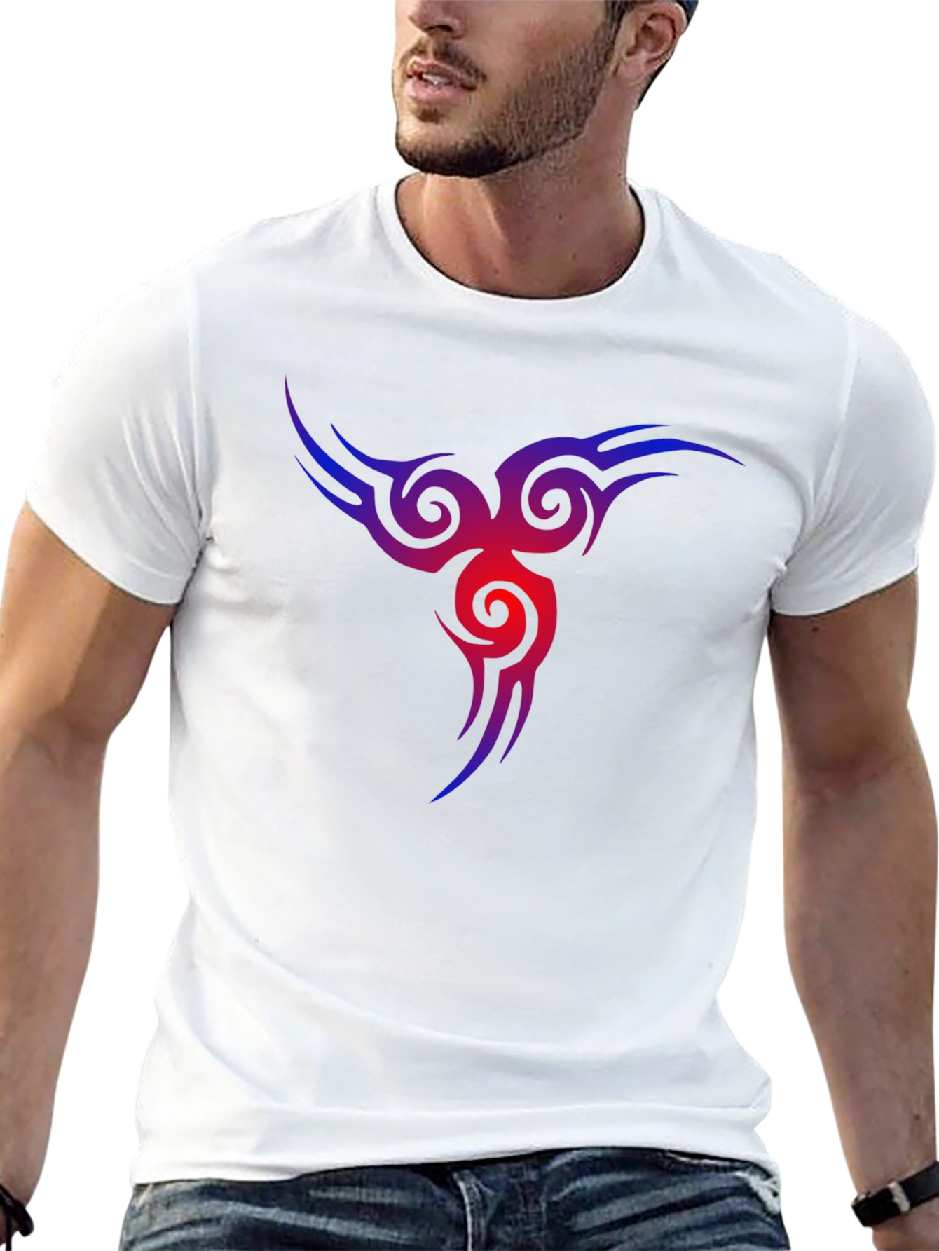 Mens Black T-Shirt with Tribal Vortex Design