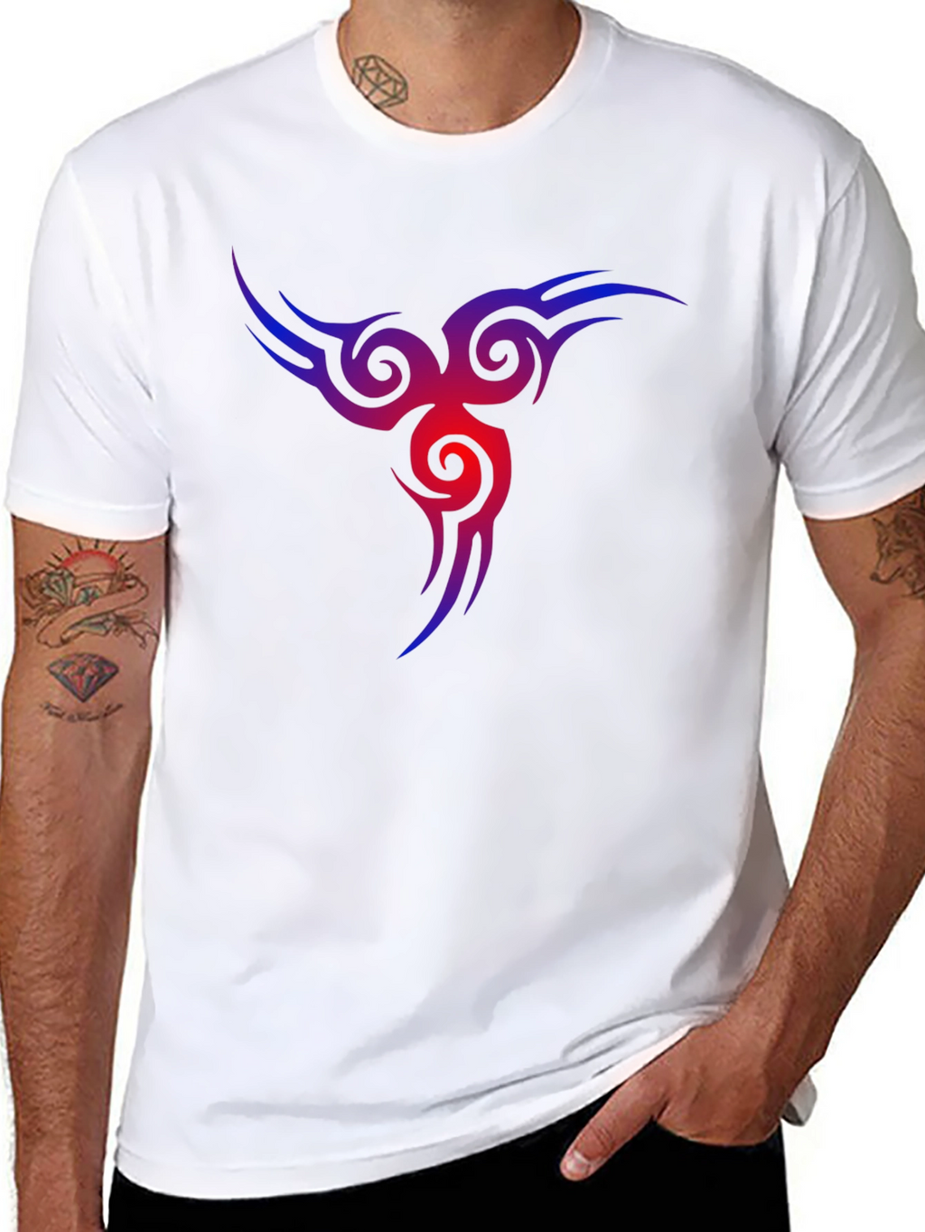 Mens Black T-Shirt with Tribal Vortex Design