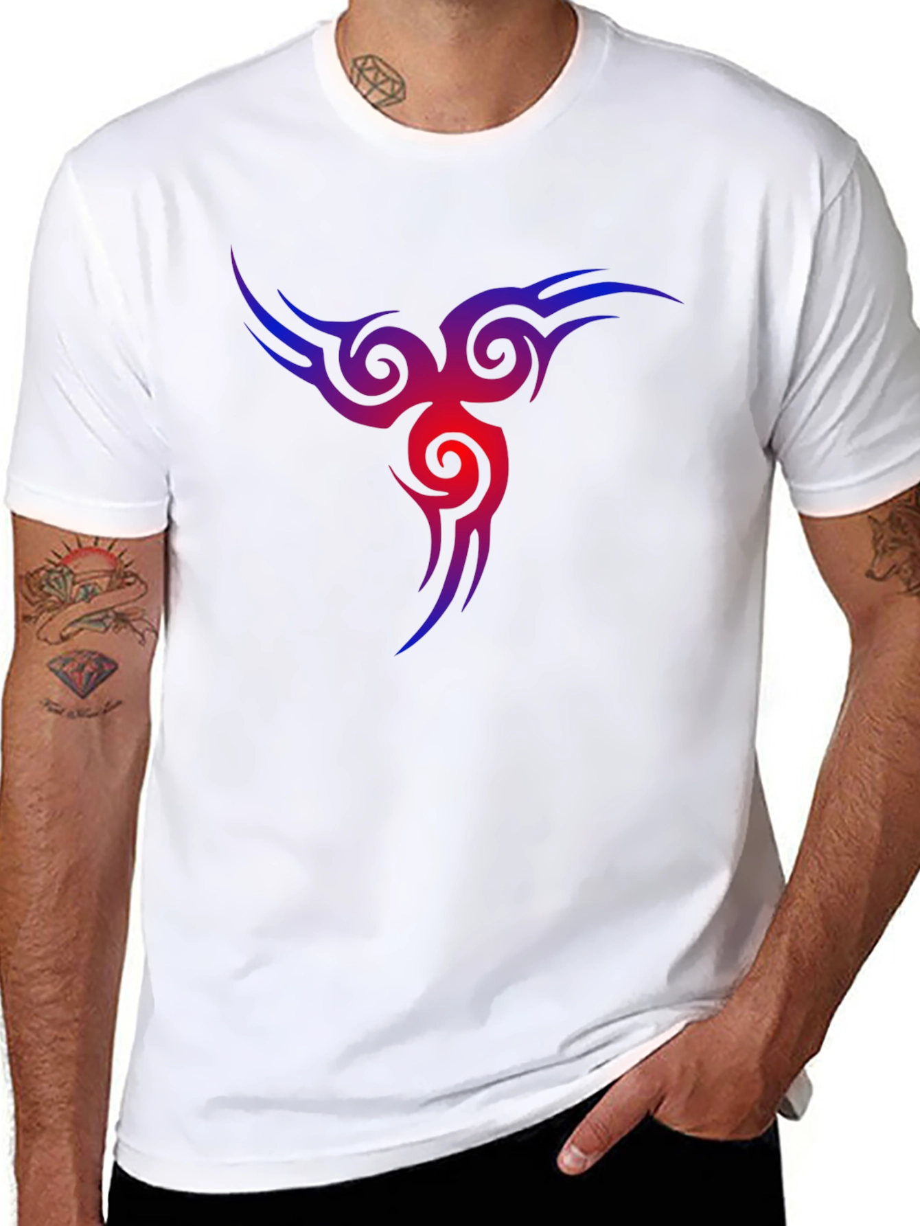 Mens Black T-Shirt with Tribal Vortex Design