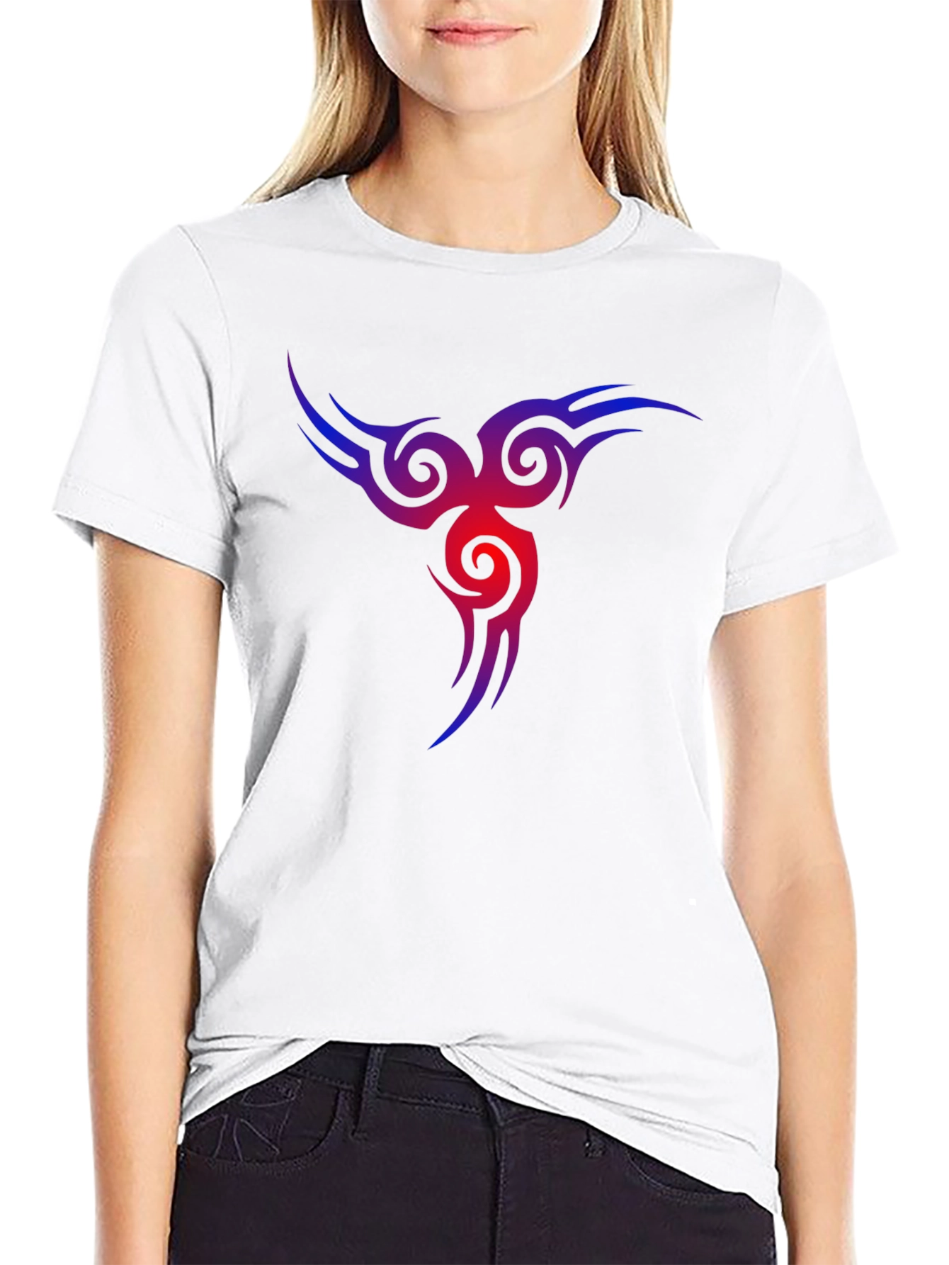 Mens Black T-Shirt with Tribal Vortex Design