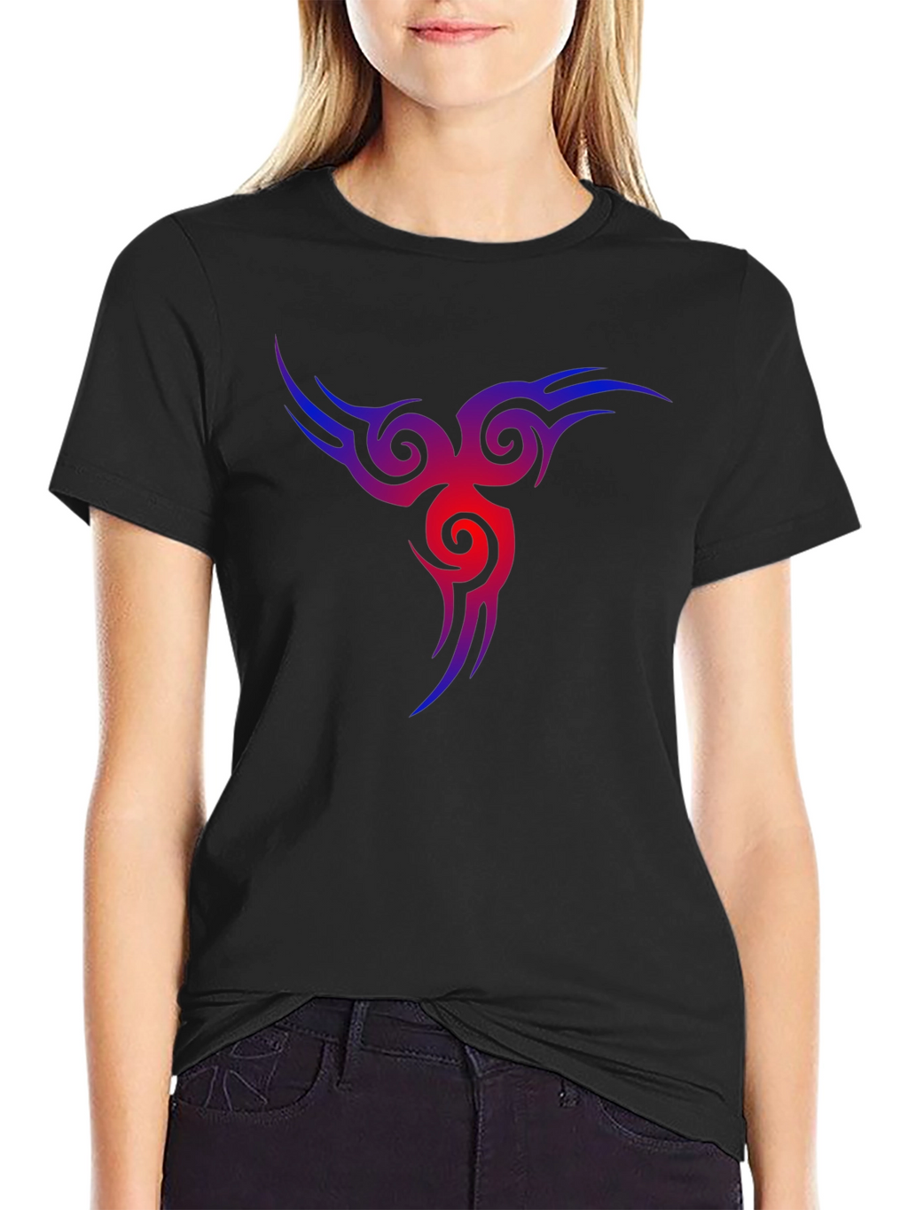 Mens Black T-Shirt with Tribal Vortex Design