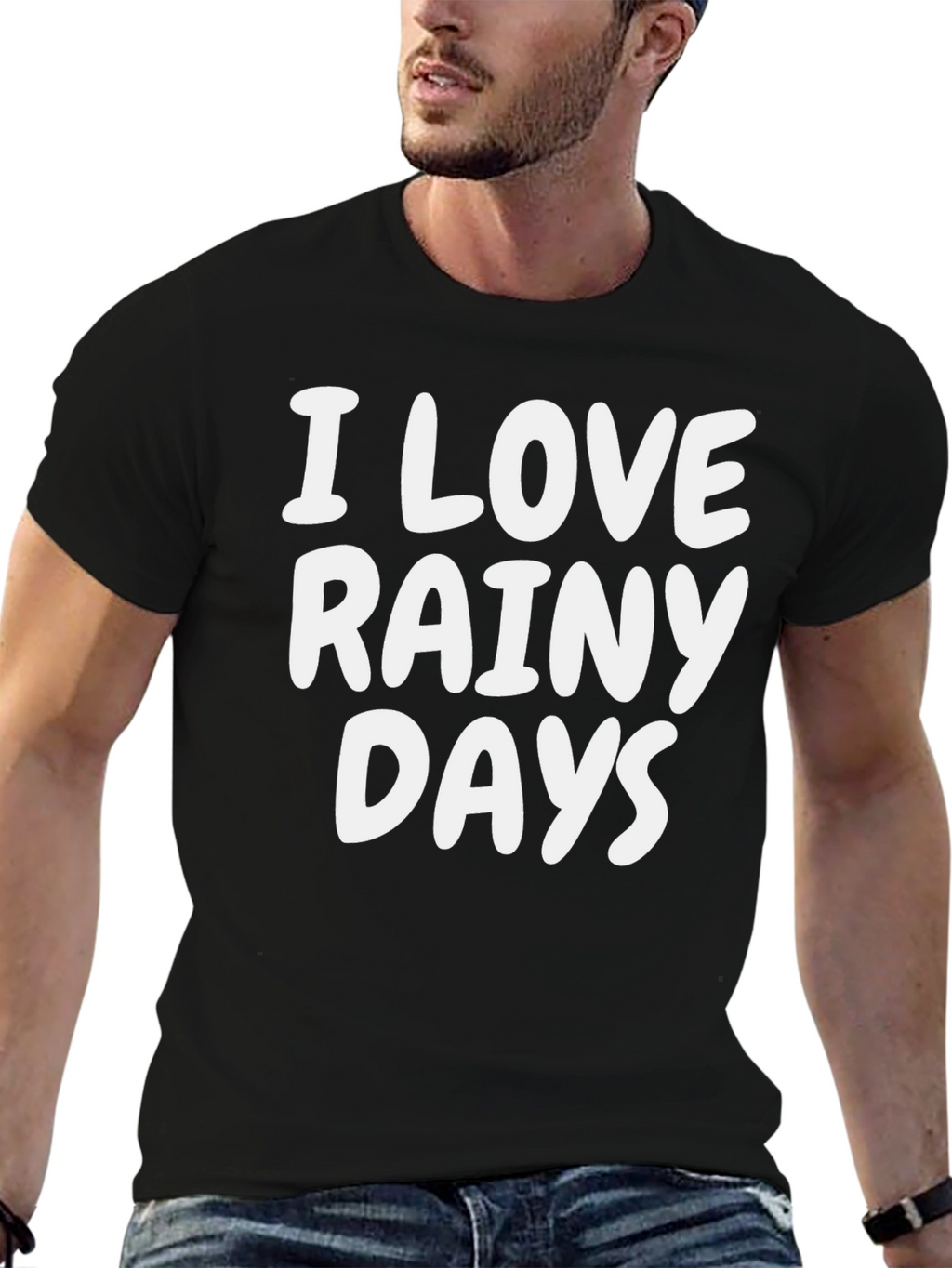 I Love Rainy Days Black T-Shirt