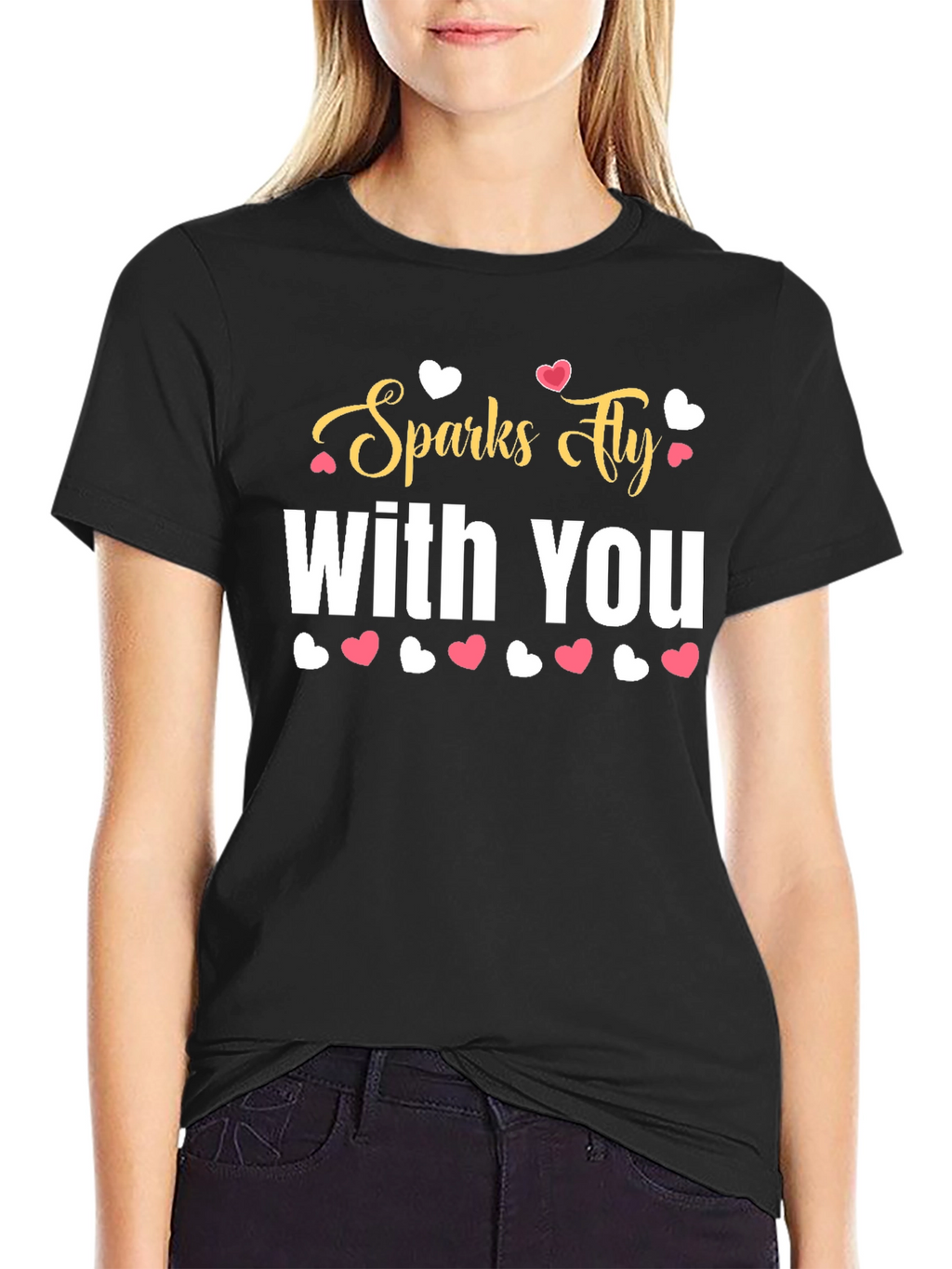 Sparks Fly With You Black Graphic Tee