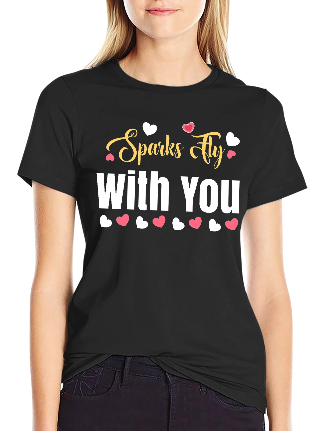 Sparks Fly With You Black Graphic Tee