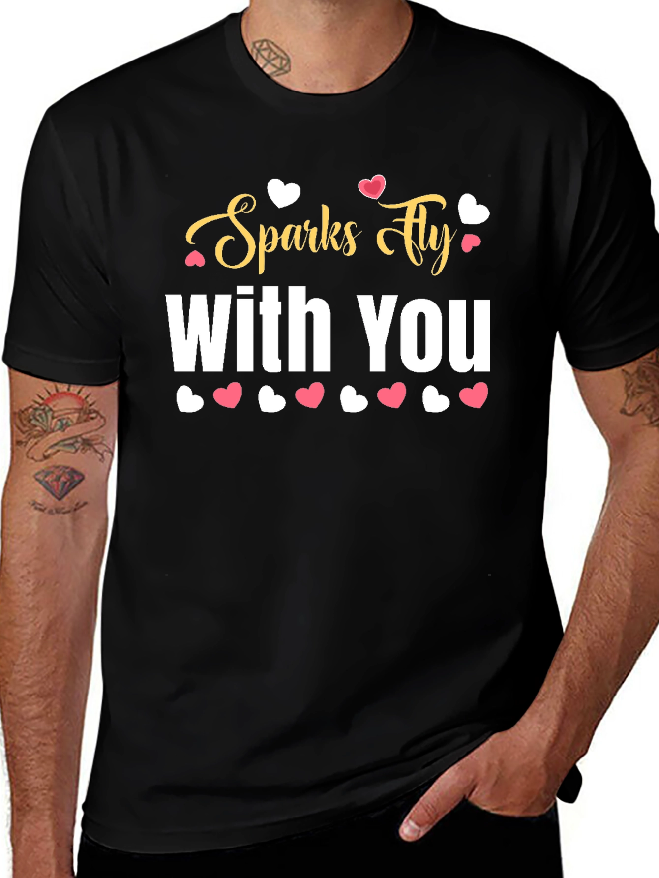 Sparks Fly With You Black Graphic Tee