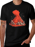 Volcano Eruption Graphic Tee - Lava Mountain Design