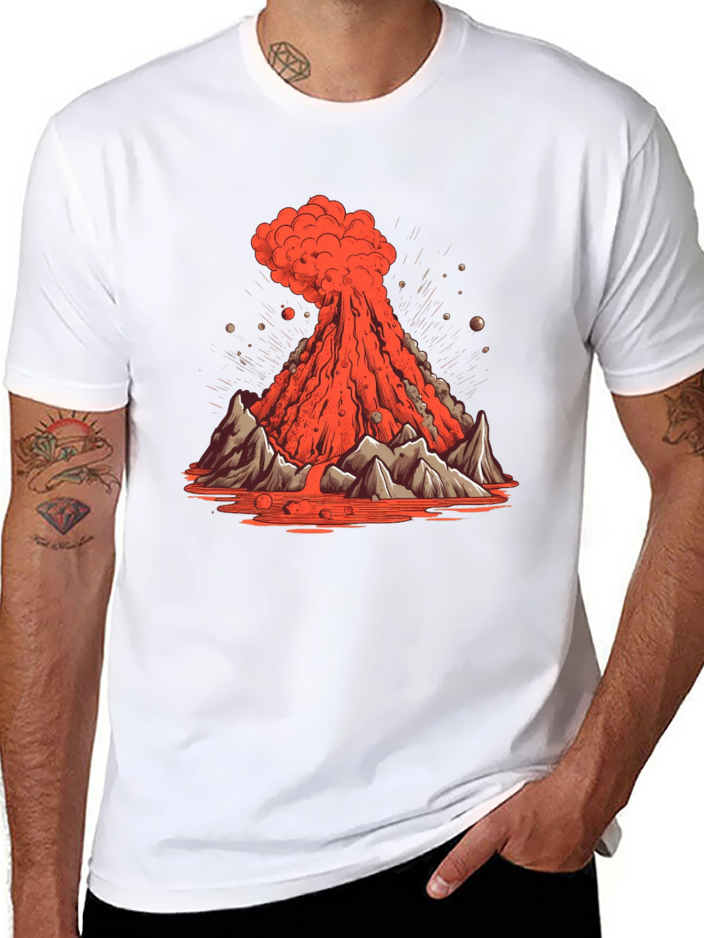 Volcano Eruption Graphic Tee - Lava Mountain Design