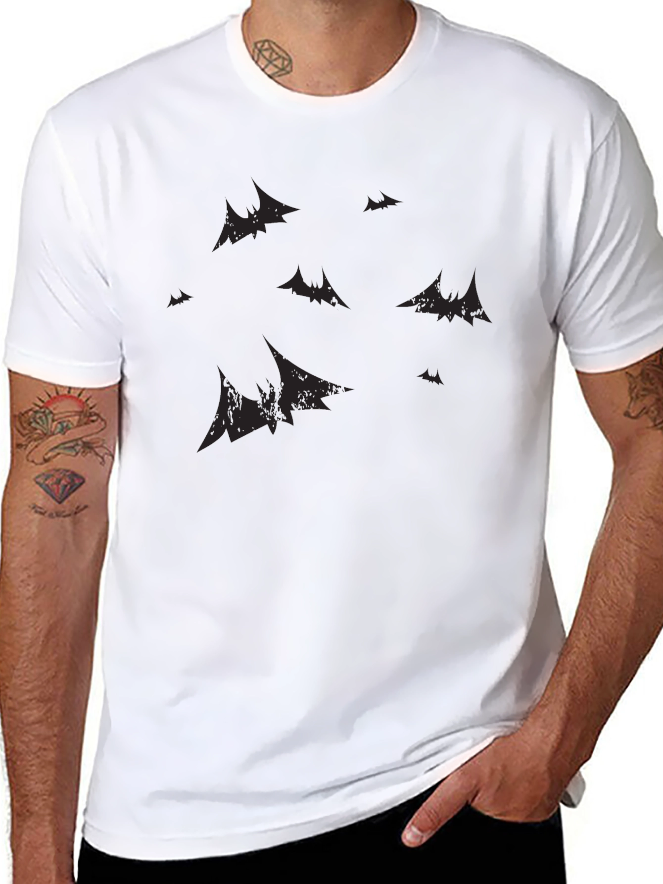 Mens Black Bat Graphic Tee