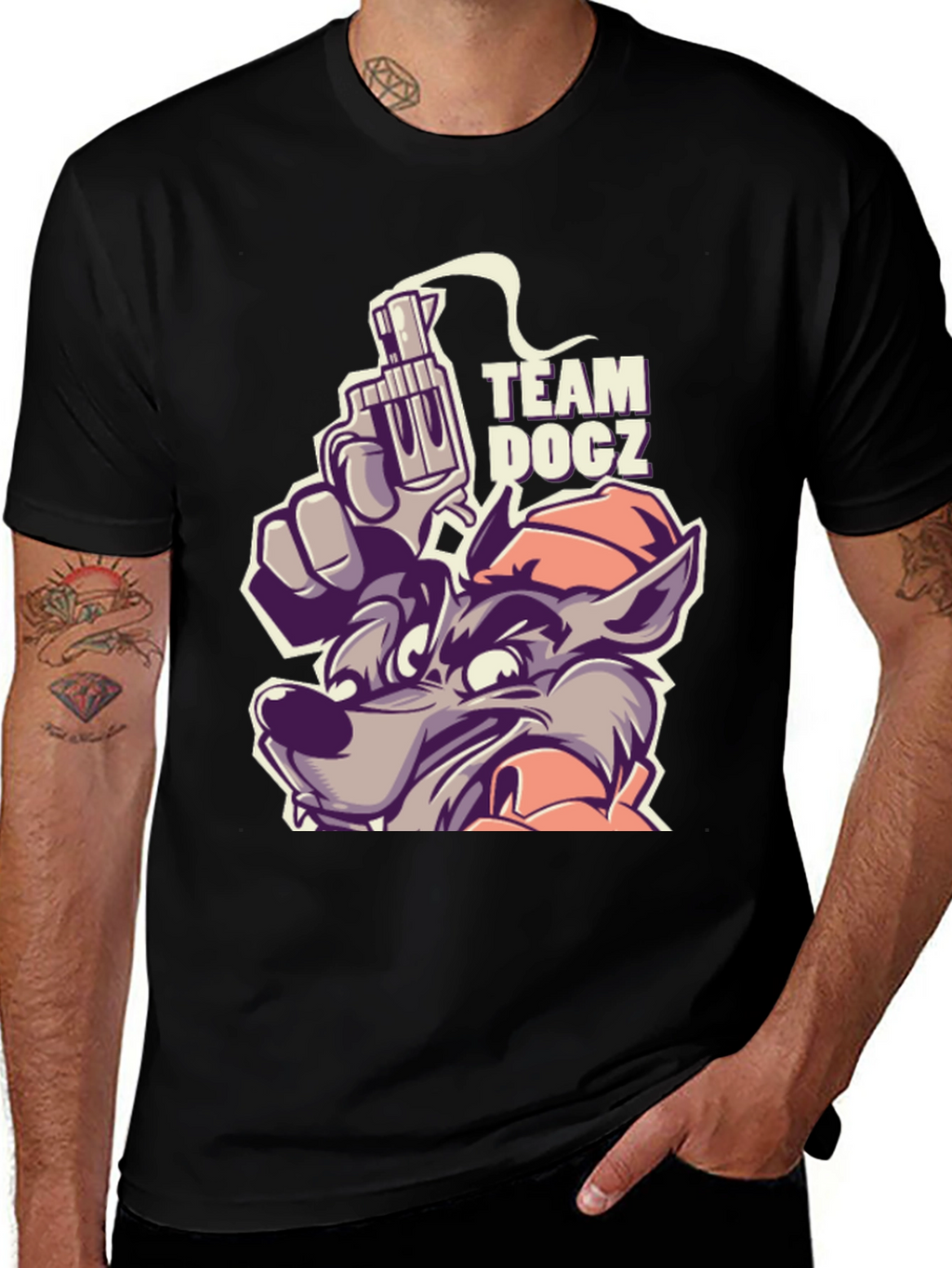 Team Docz Wolf Graphic Tee - Cool Cartoon Design