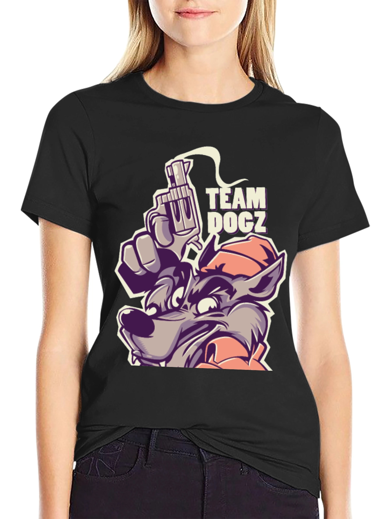 Team Docz Wolf Graphic Tee - Cool Cartoon Design