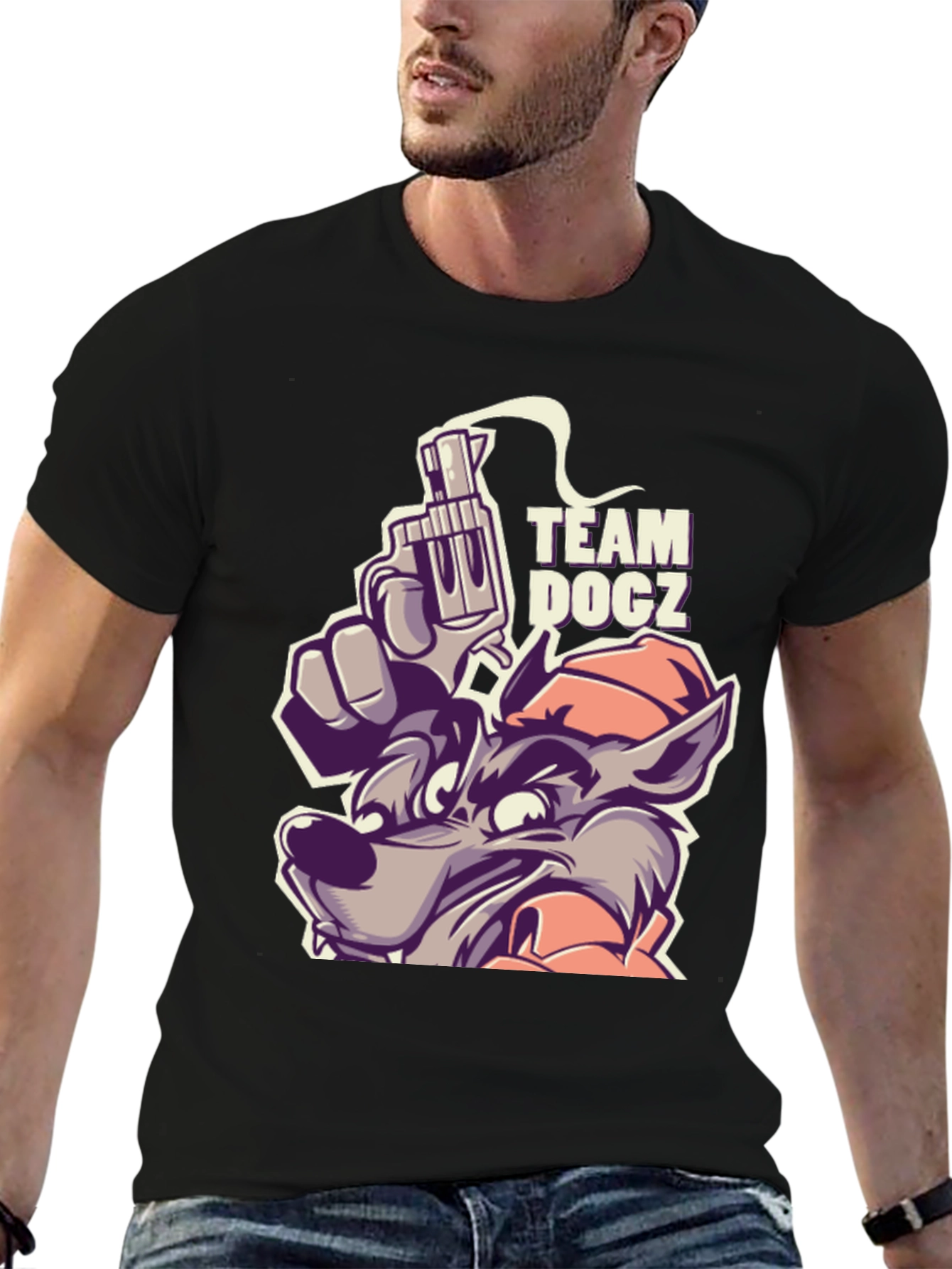 Team Docz Wolf Graphic Tee - Cool Cartoon Design