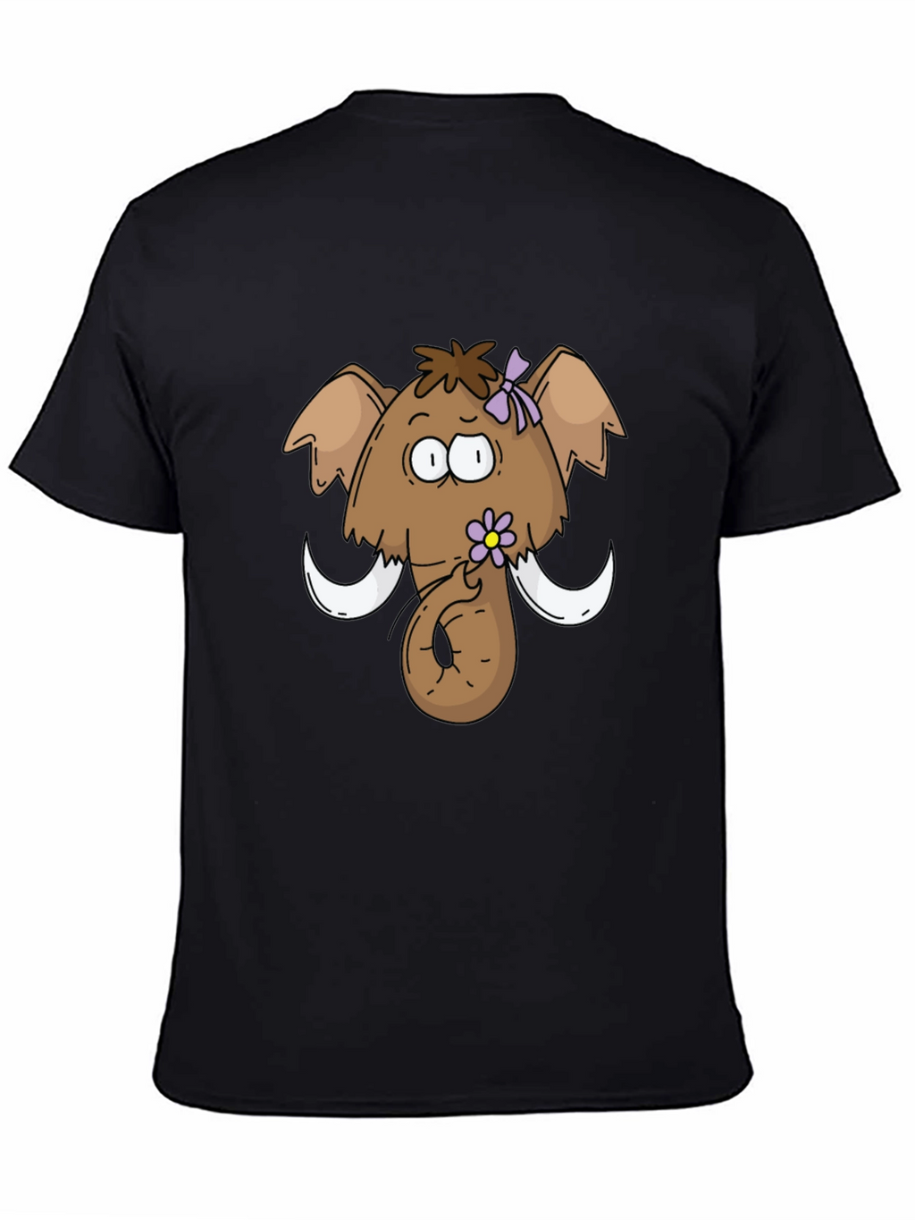 Funny Cartoon Mammoth Black T-Shirt