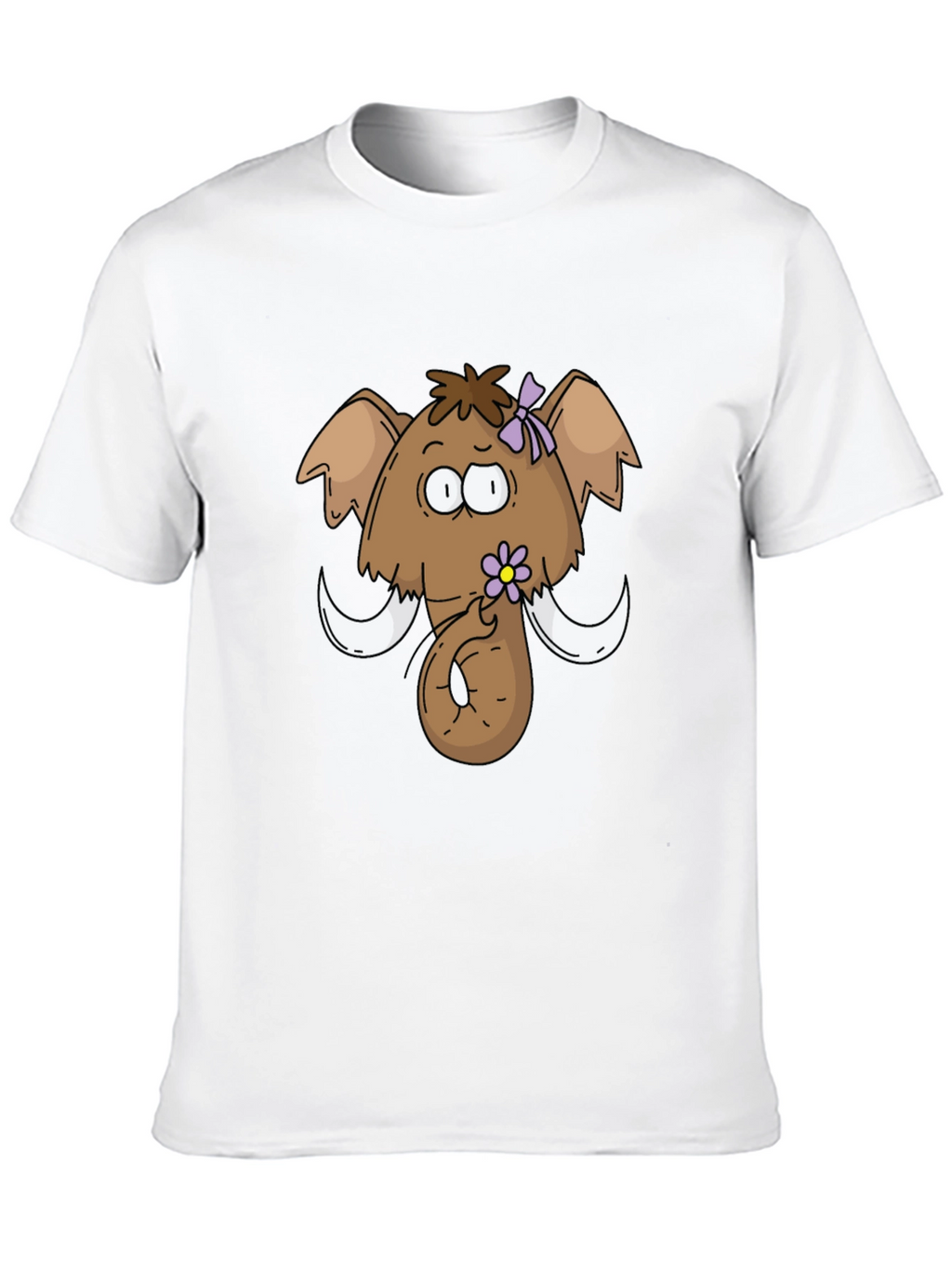 Funny Cartoon Mammoth Black T-Shirt
