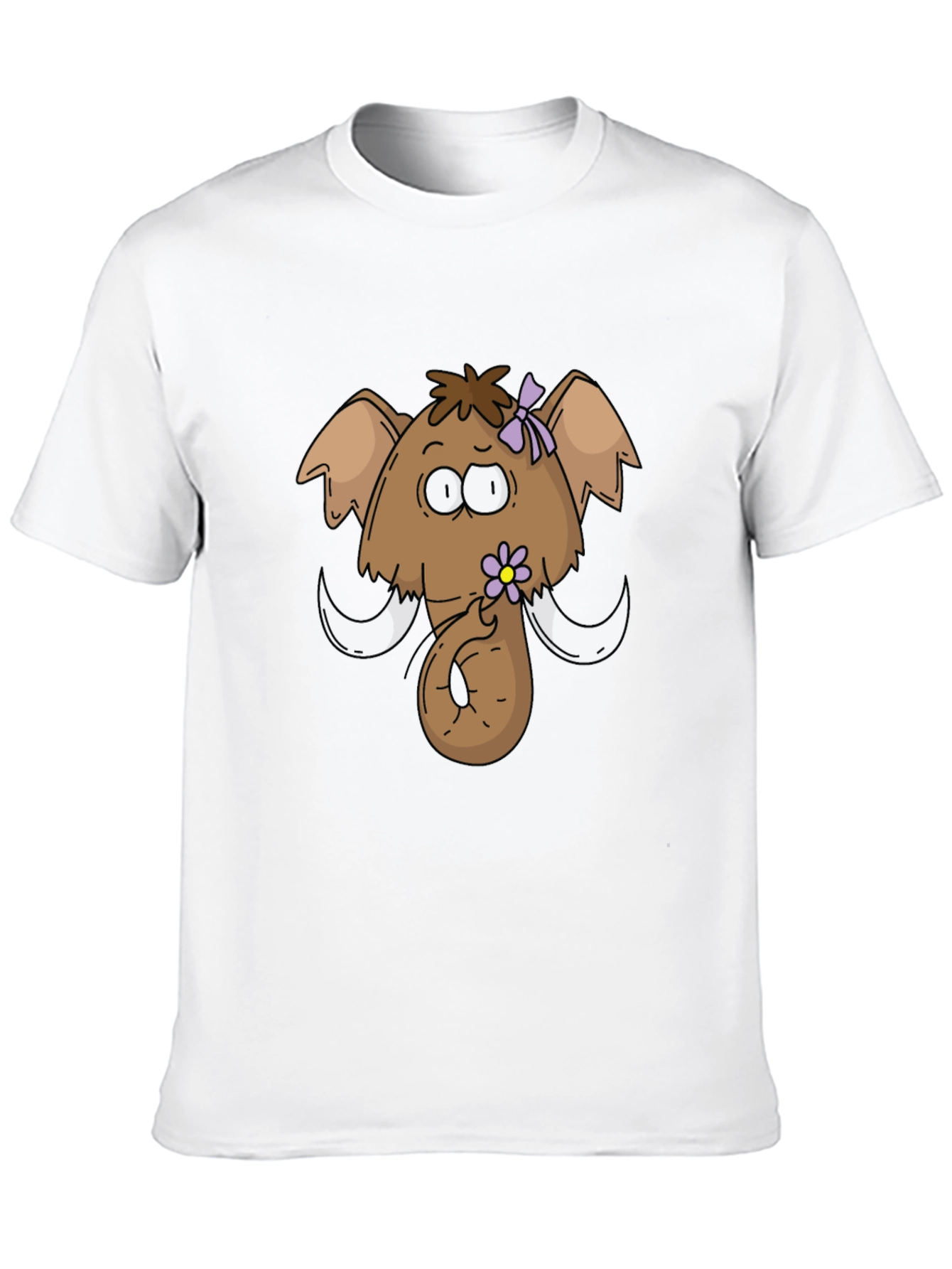 Funny Cartoon Mammoth Black T-Shirt