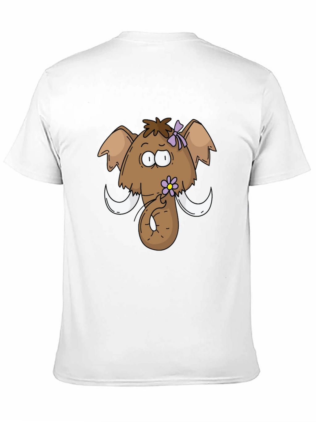 Funny Cartoon Mammoth Black T-Shirt