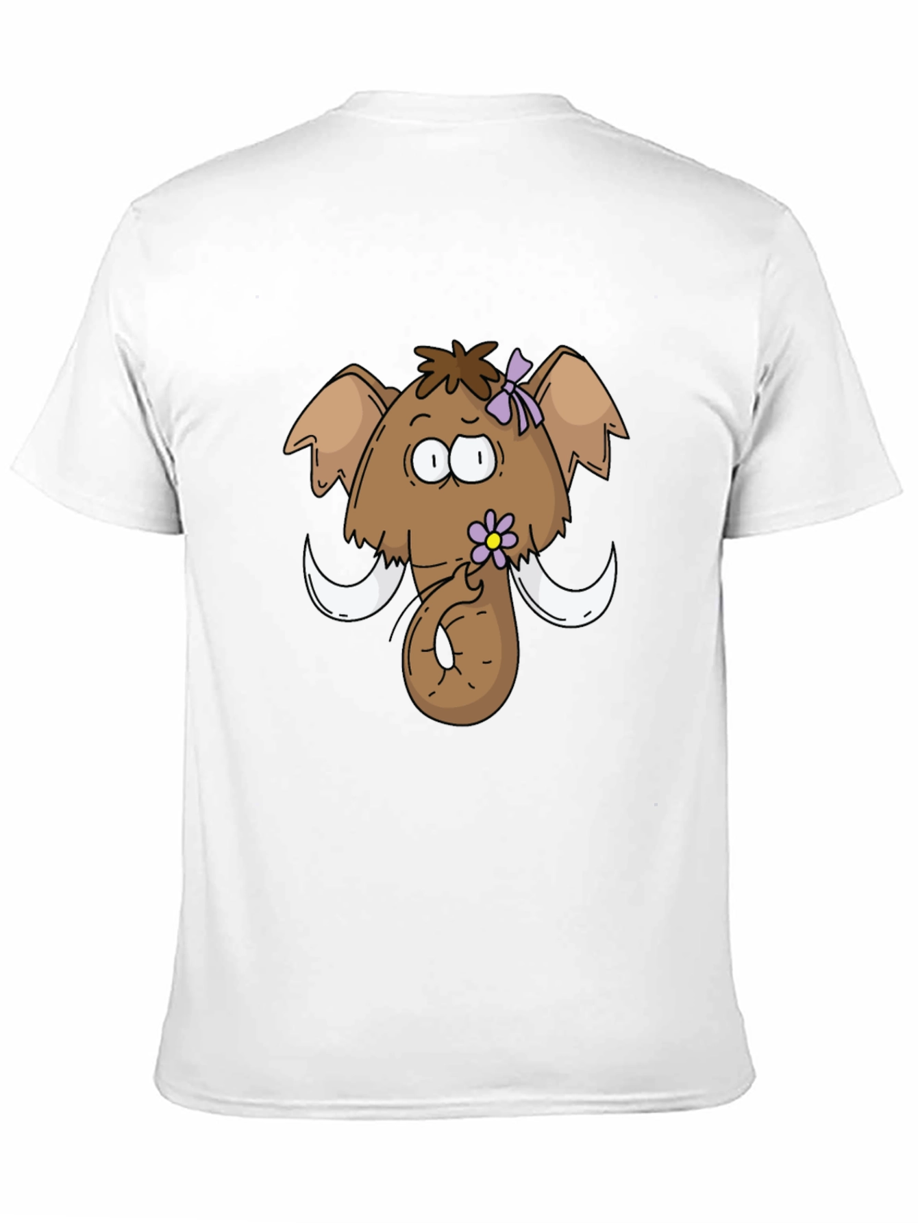 Funny Cartoon Mammoth Black T-Shirt