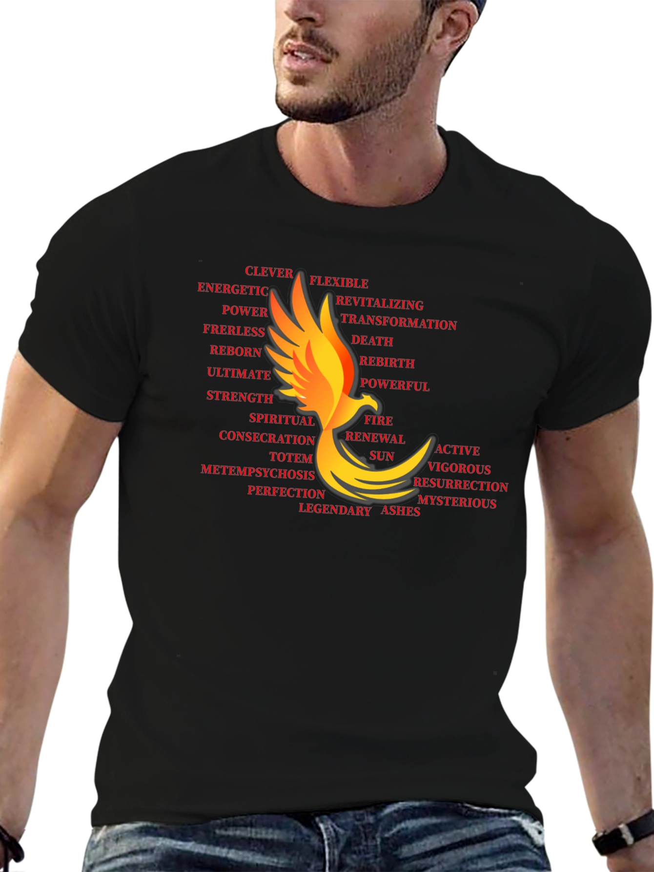 Phoenix Word Art Black T-Shirt