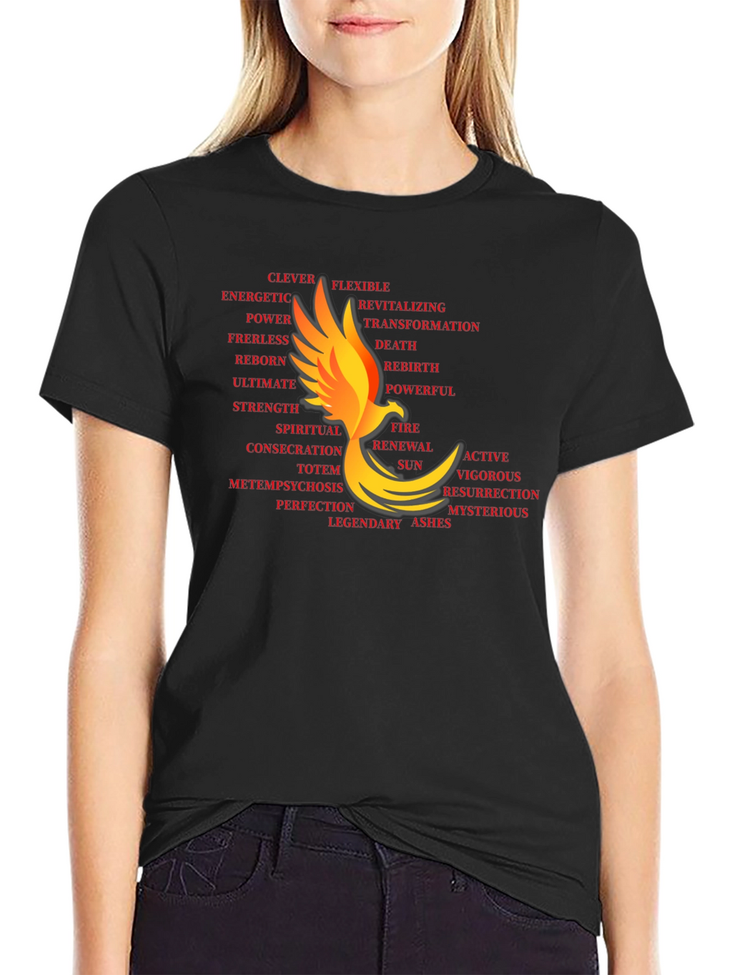 Phoenix Word Art Black T-Shirt