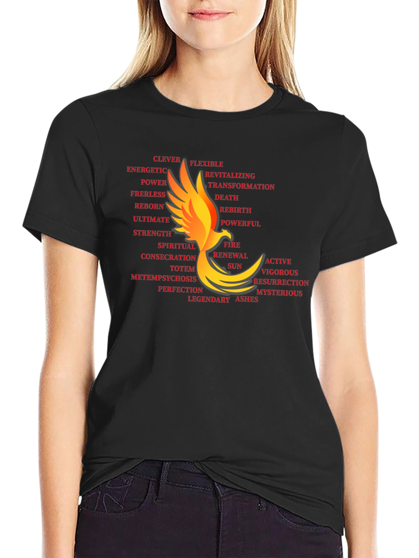 Phoenix Word Art Black T-Shirt